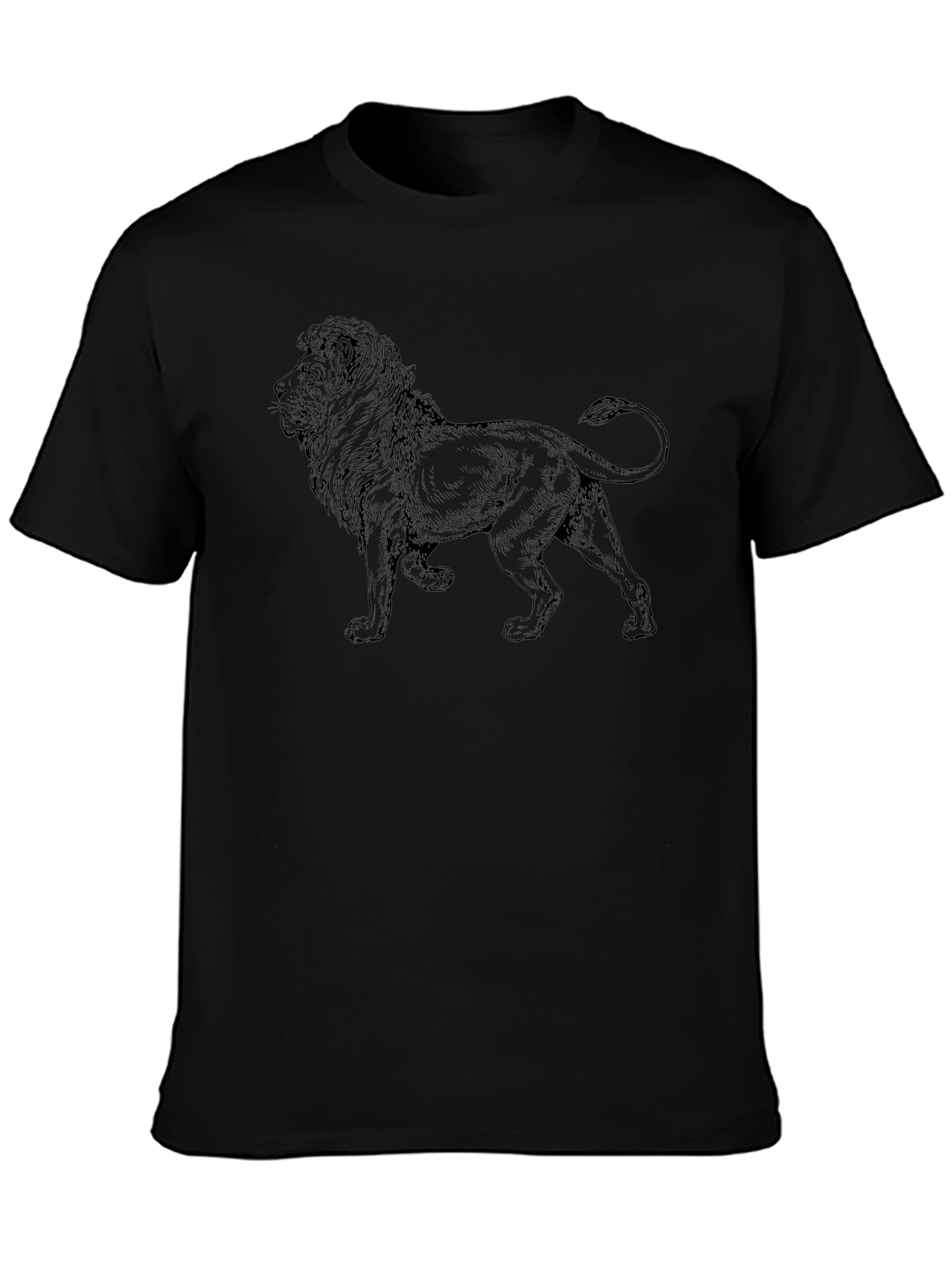 Lion Graphic Black T-Shirt for Men