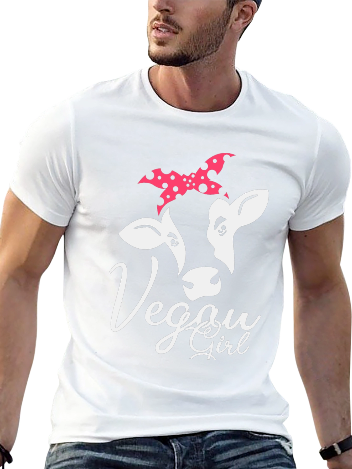 Vegan Girl Cow Graphic T-Shirt - Black