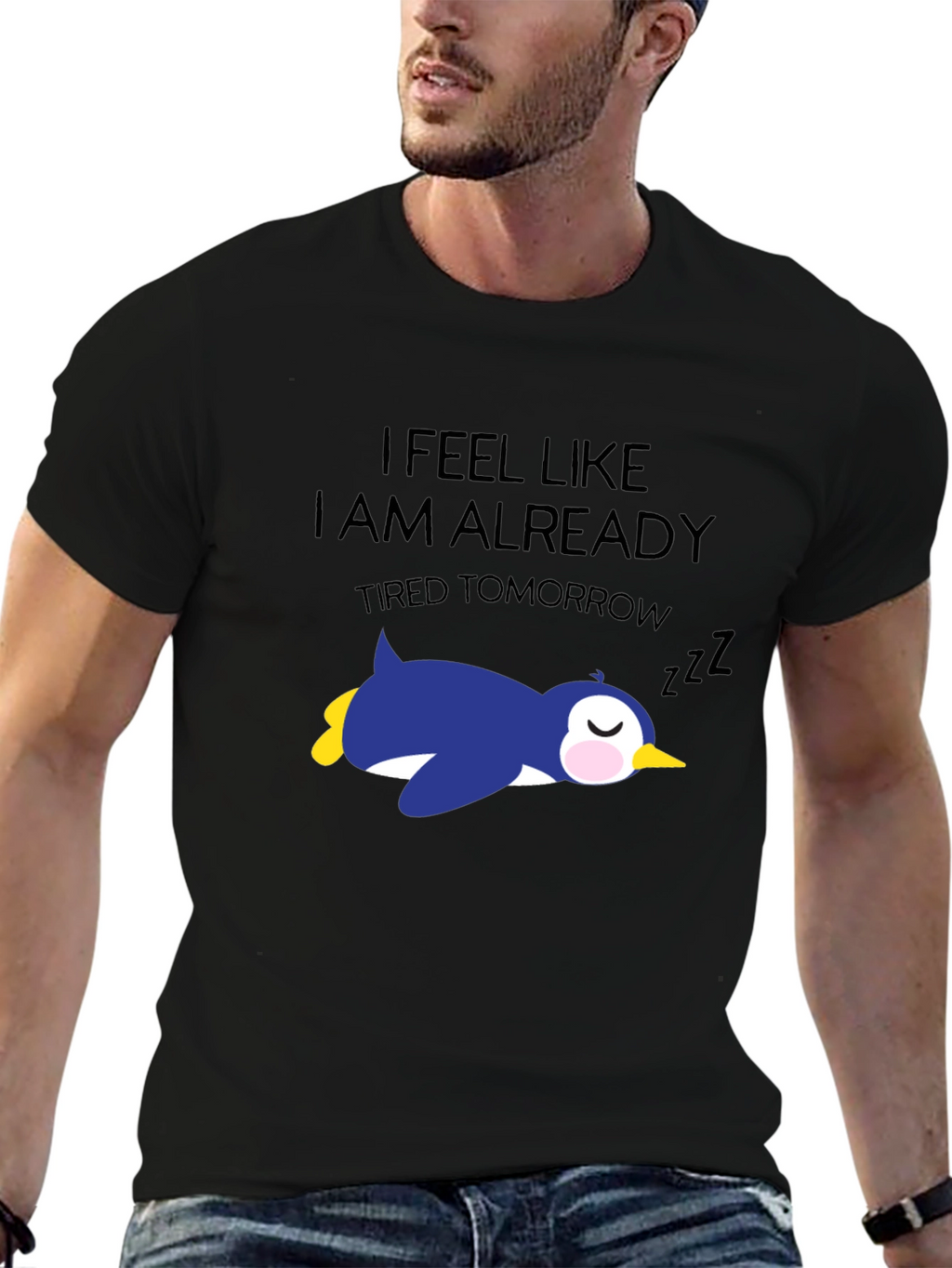Tired Tomorrow T-Shirt - Funny Penguin Sleep Tee