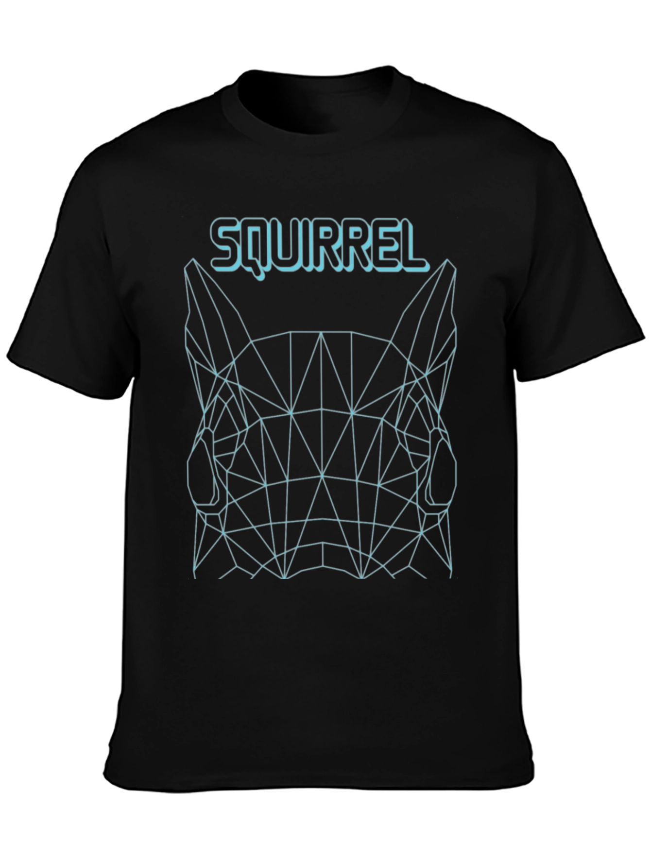 Geometric Squirrel Graphic Tee - Black
