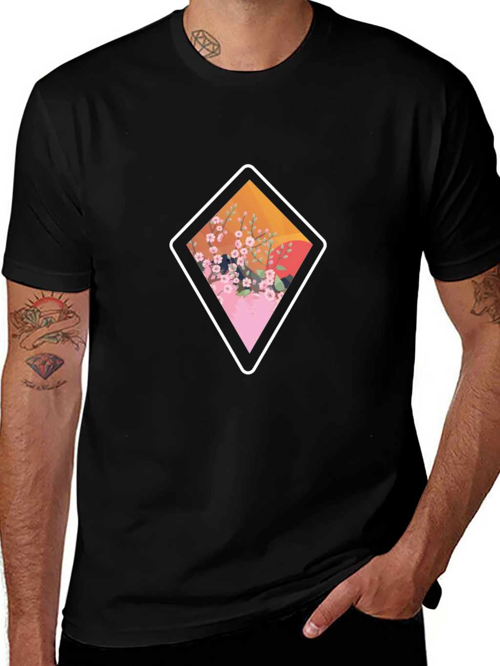 Diamond Floral Graphic Tee - Casual Style