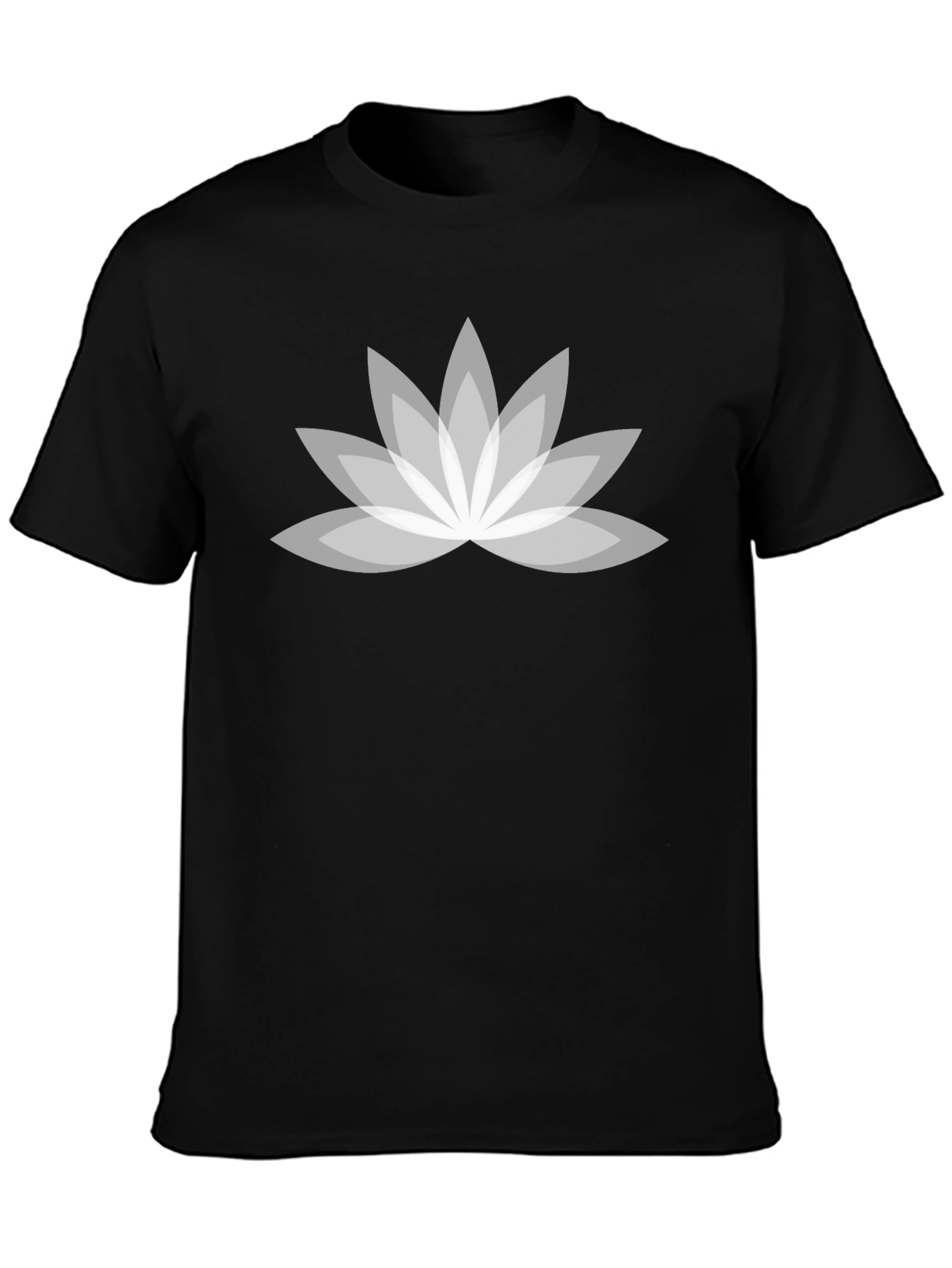Mens Black Lotus Graphic Tee - Soft Cotton Comfort