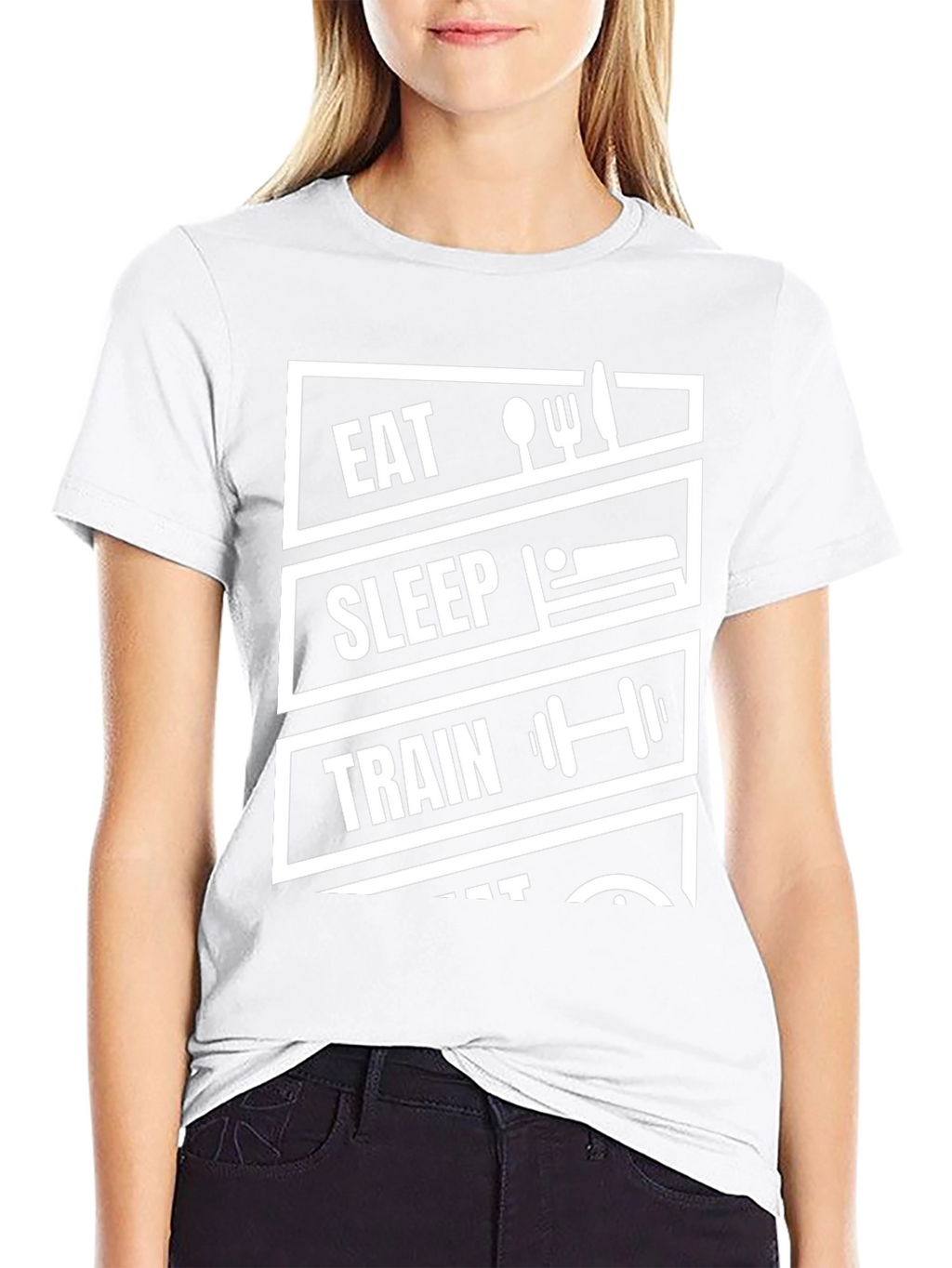 Eat Sleep Train Repeat Black Graphic T-Shirt