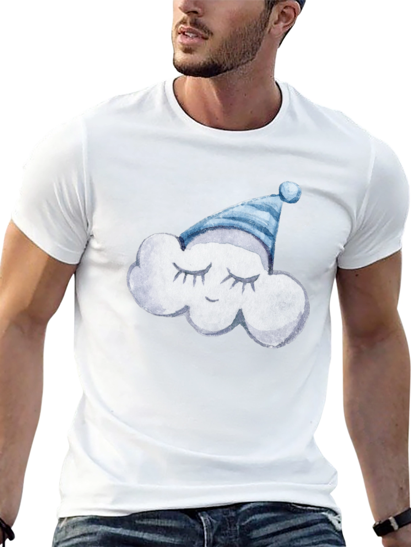 Dreamy Cloud Tee: Soft Black Cotton T-Shirt
