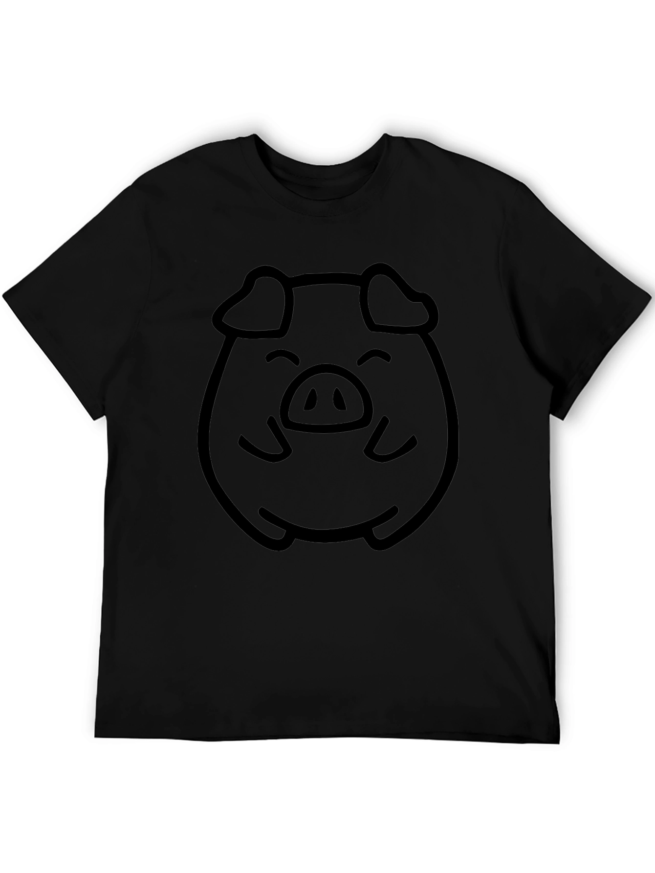 Cute Pig Face Graphic Tee - Unisex Black T-Shirt