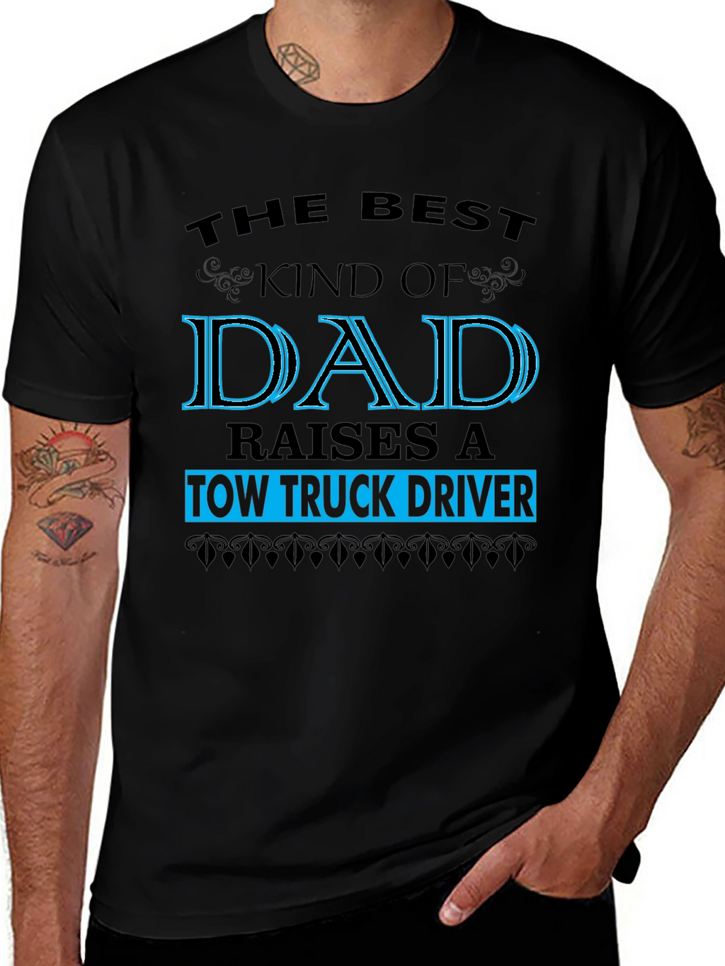 Tow Truck Driver Dad Graphic Tee - Black