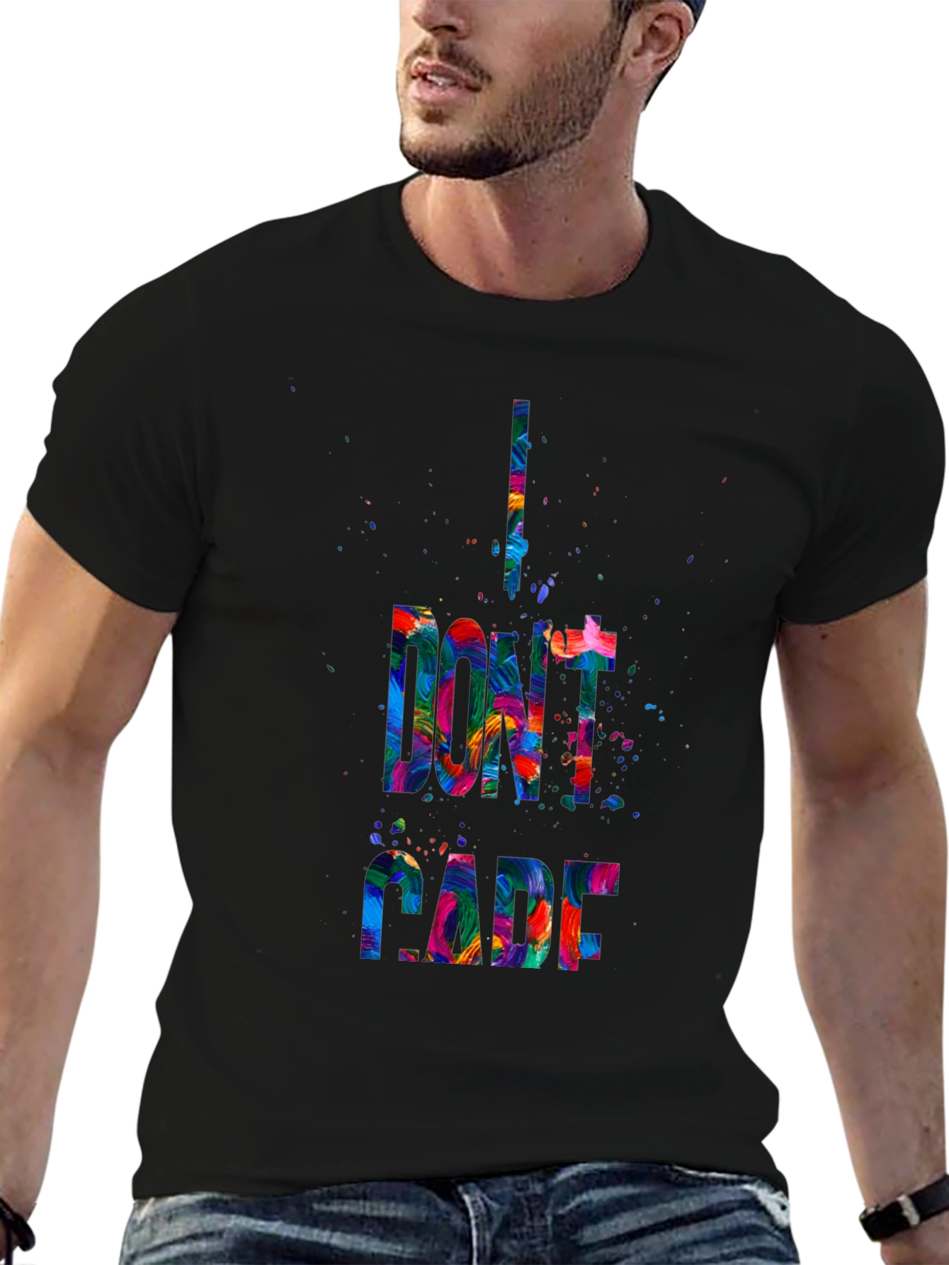 I Dont Care Graphic Tee - Mens Black T-Shirt