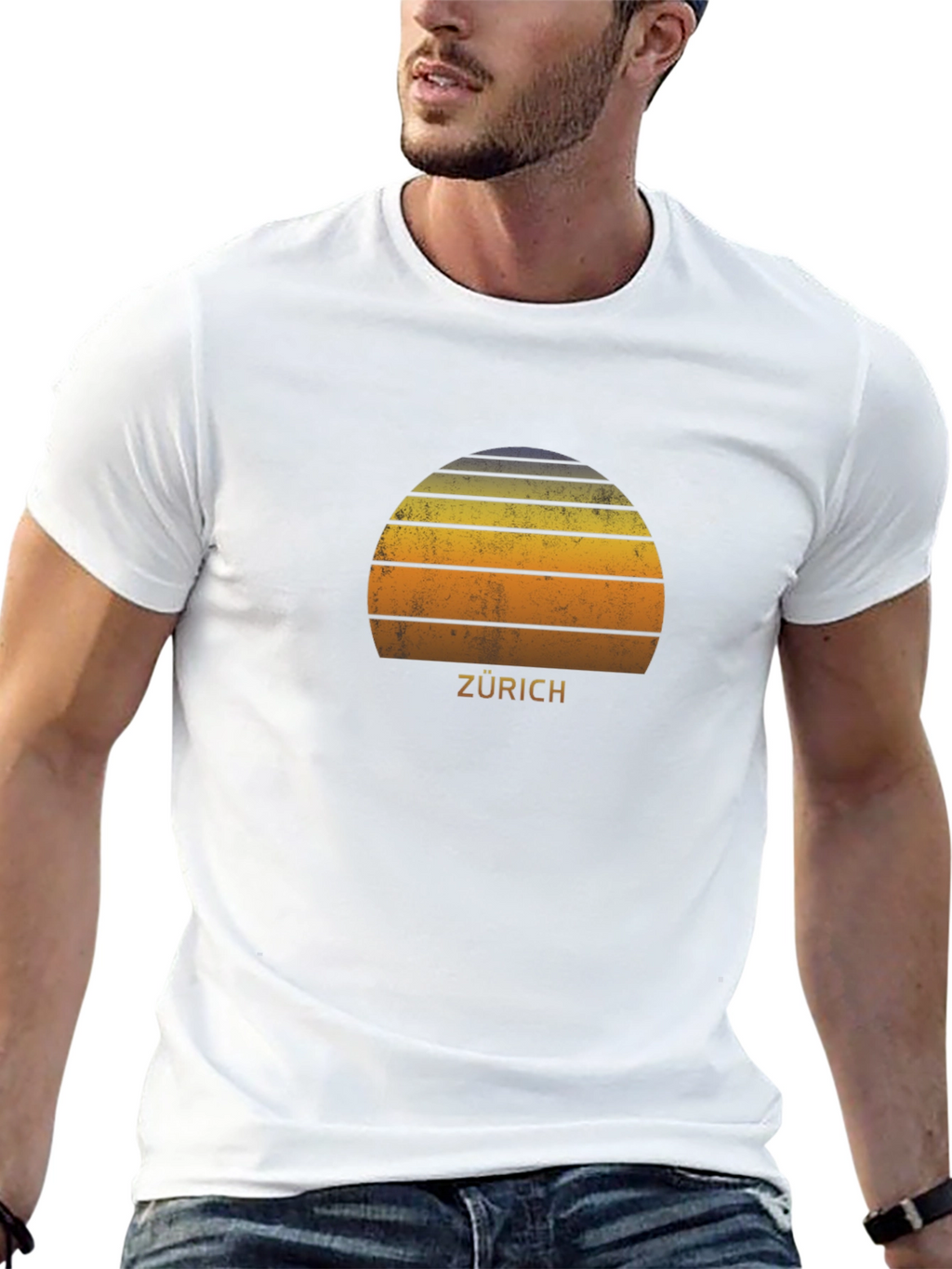 Zurich Retro Sunset T-Shirt - Stylish City Souvenir