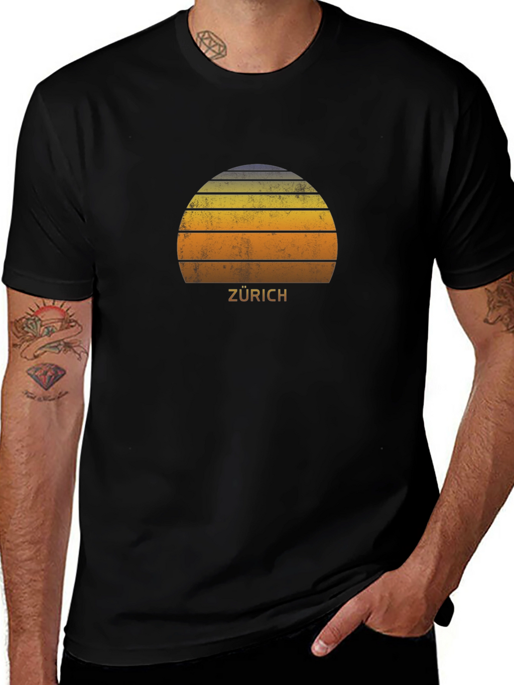 Zurich Retro Sunset T-Shirt - Stylish City Souvenir