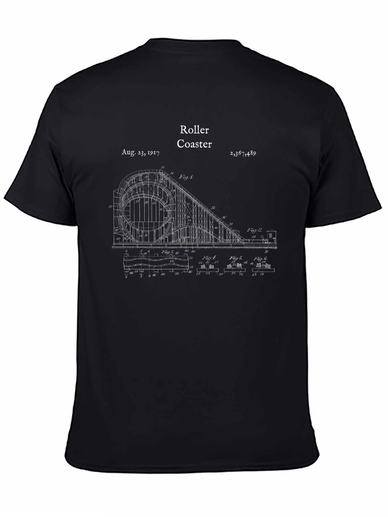 Vintage Roller Coaster Blueprint Graphic T-Shirt