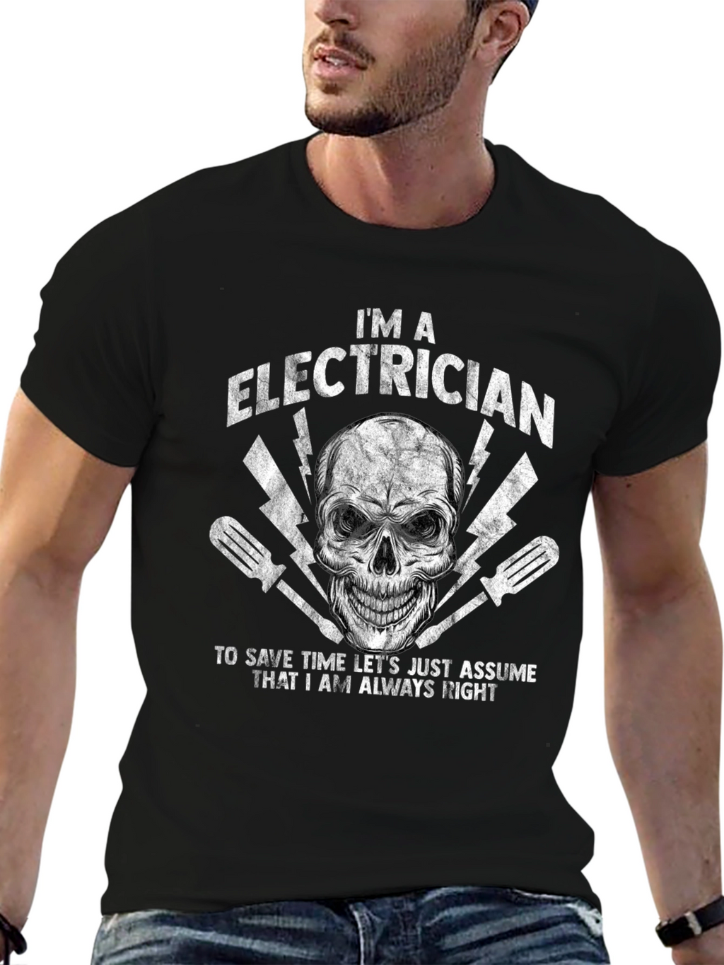 Electrician Skull Graphic T-Shirt - Always Right!