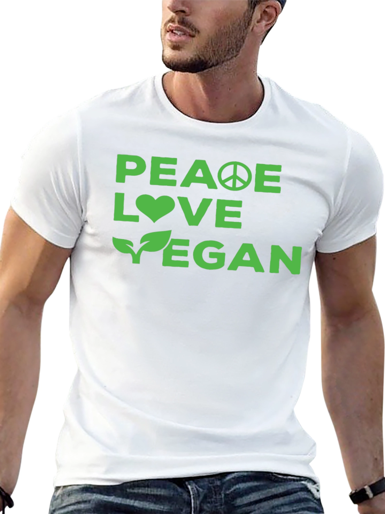 Peace Love Vegan Graphic Tee - Soft Cotton