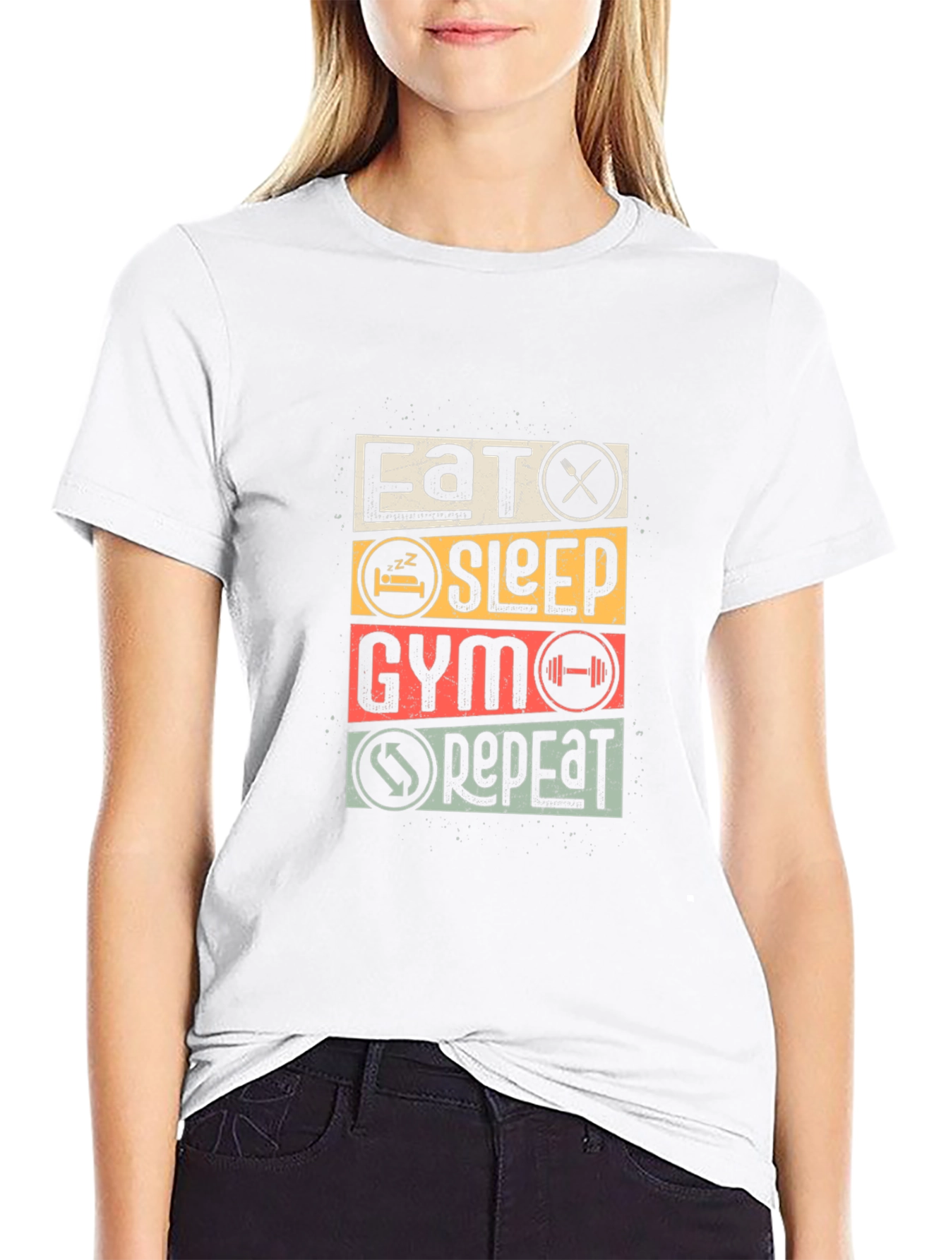 Eat Sleep Gym Repeat Black T-Shirt