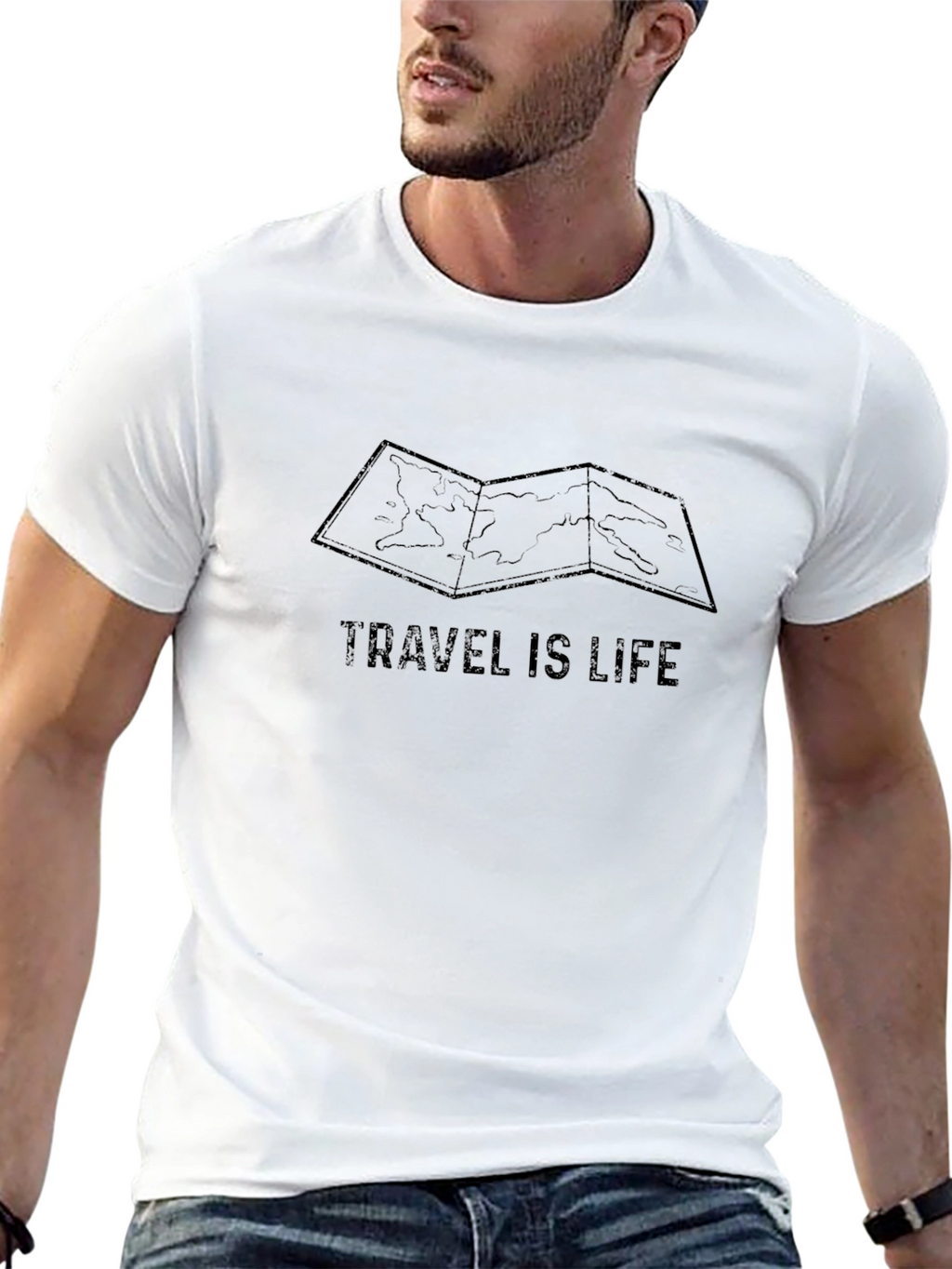 Travel Is Life Black Graphic T-Shirt
