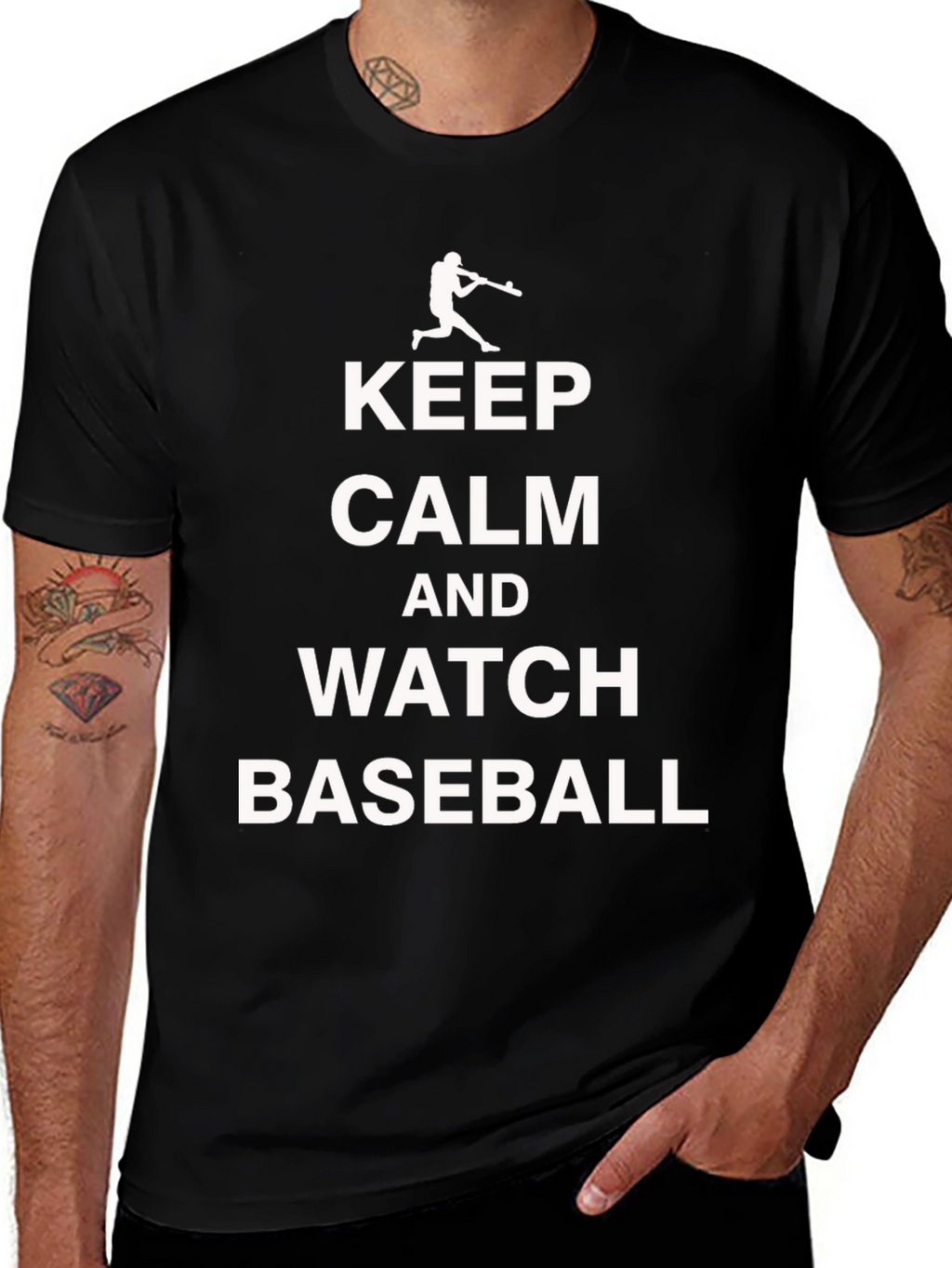 Keep Calm and Watch Baseball Black T-Shirt