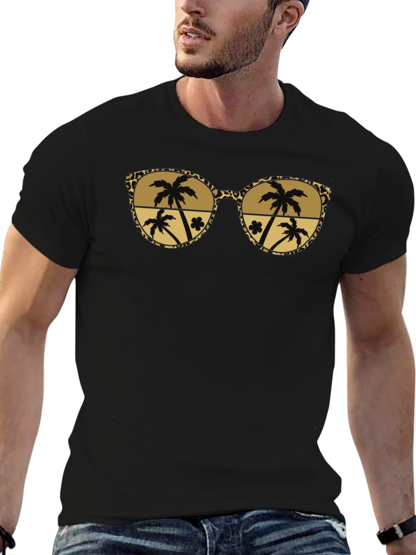 Tropical Palm Tree Sunglasses Graphic Tee