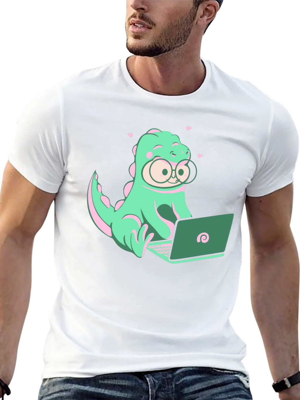Dino Coder Graphic Tee - Black Cotton T-Shirt