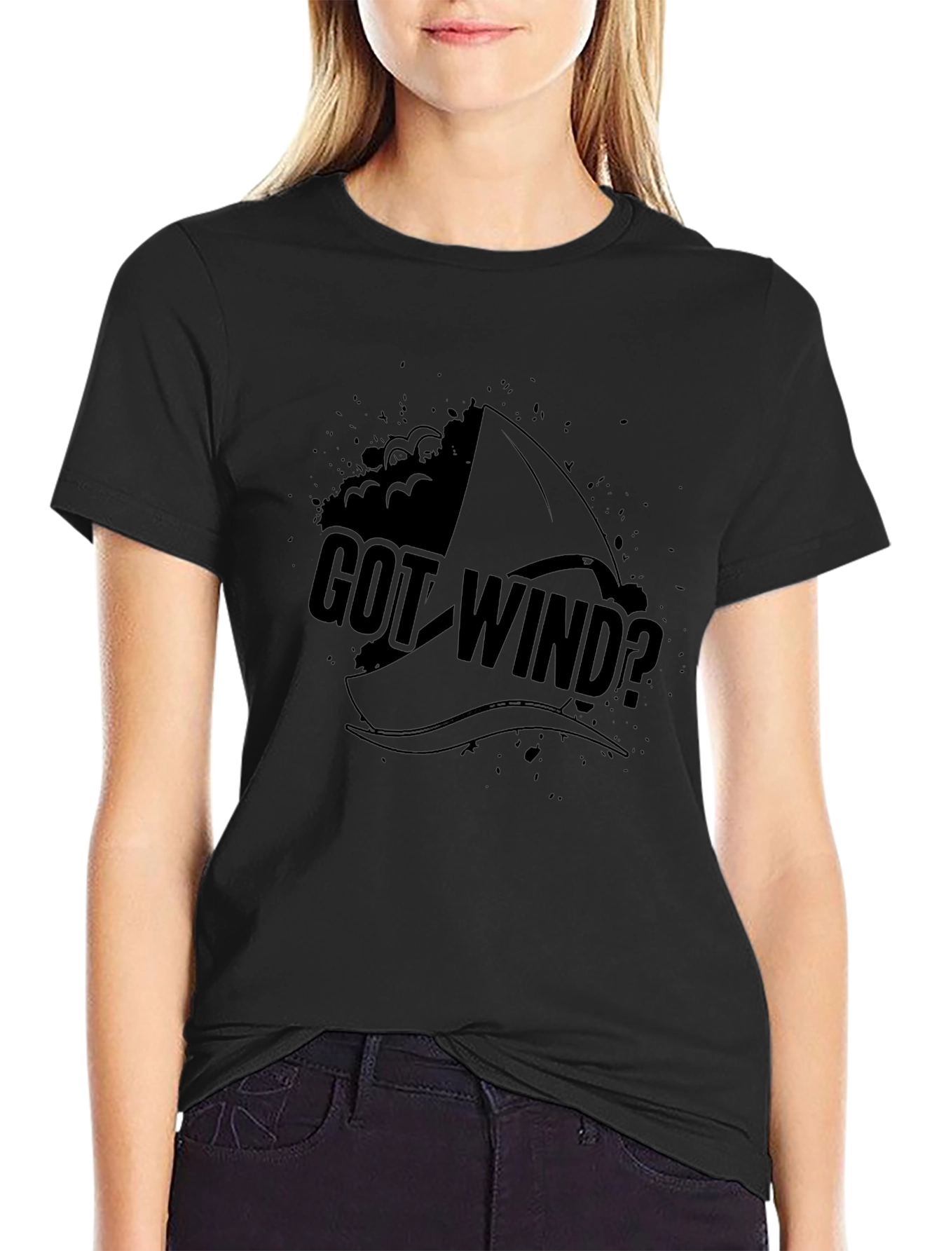 Got Wind? Black Graphic T-Shirt - Sailing Design
