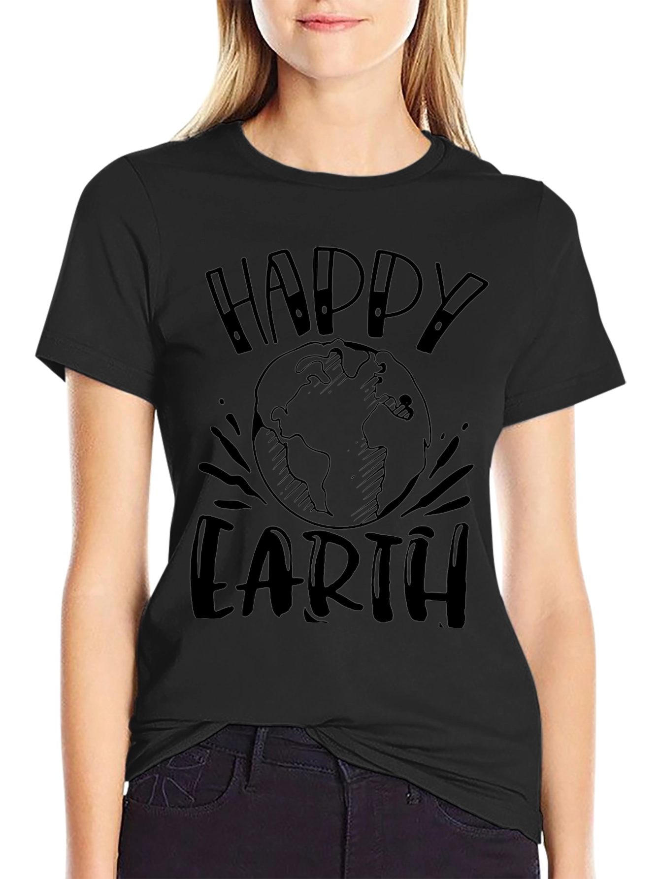 Happy Earth Day Graphic Tee - Black