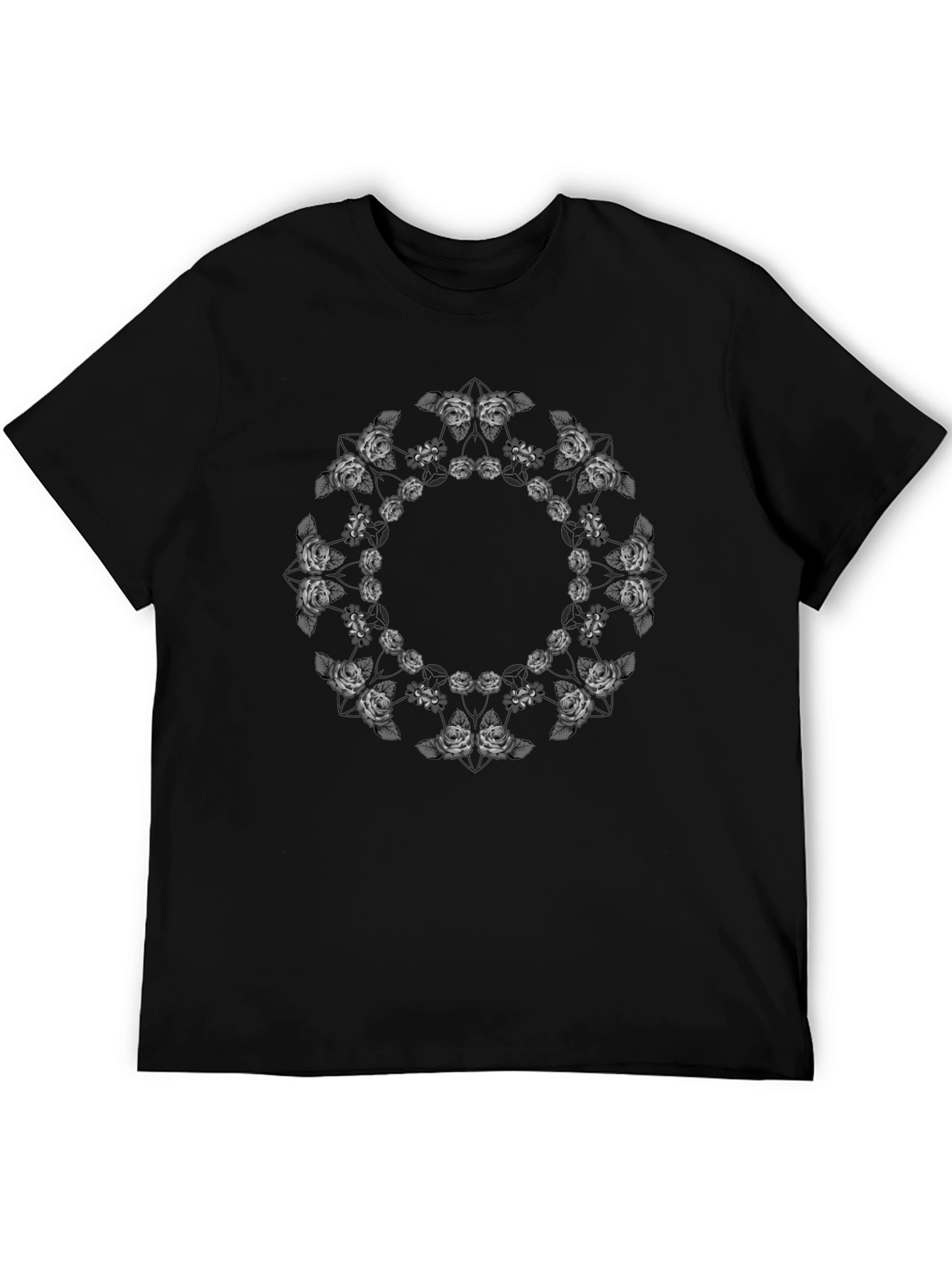 Floral Mandala Black T-Shirt