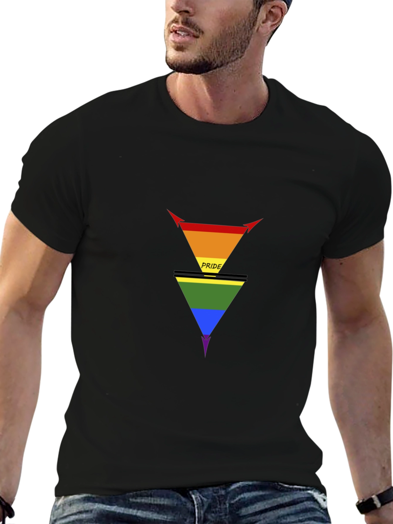 Pride Inverted Triangle Graphic Tee - Black