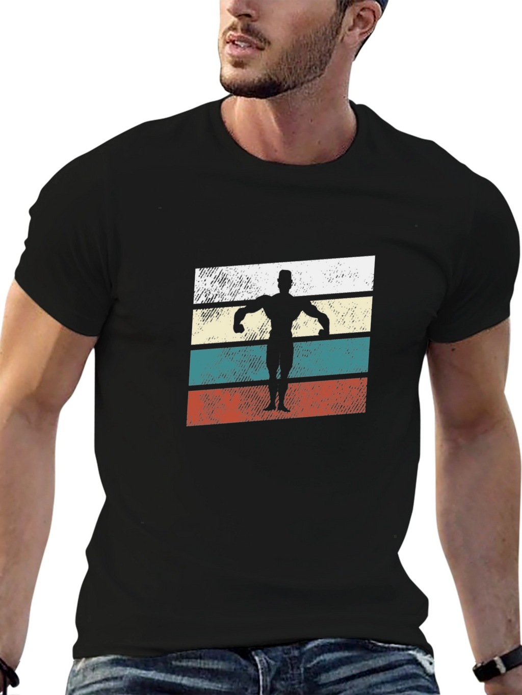 Retro Bodybuilder T-Shirt - Classic Gym Style