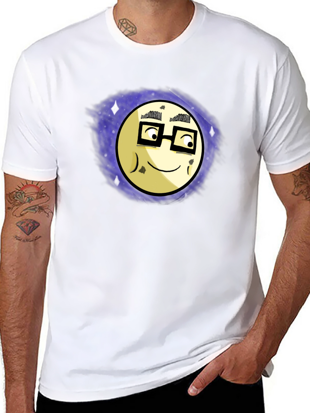 Nerdy Moon Graphic Tee - Black Cotton T-Shirt