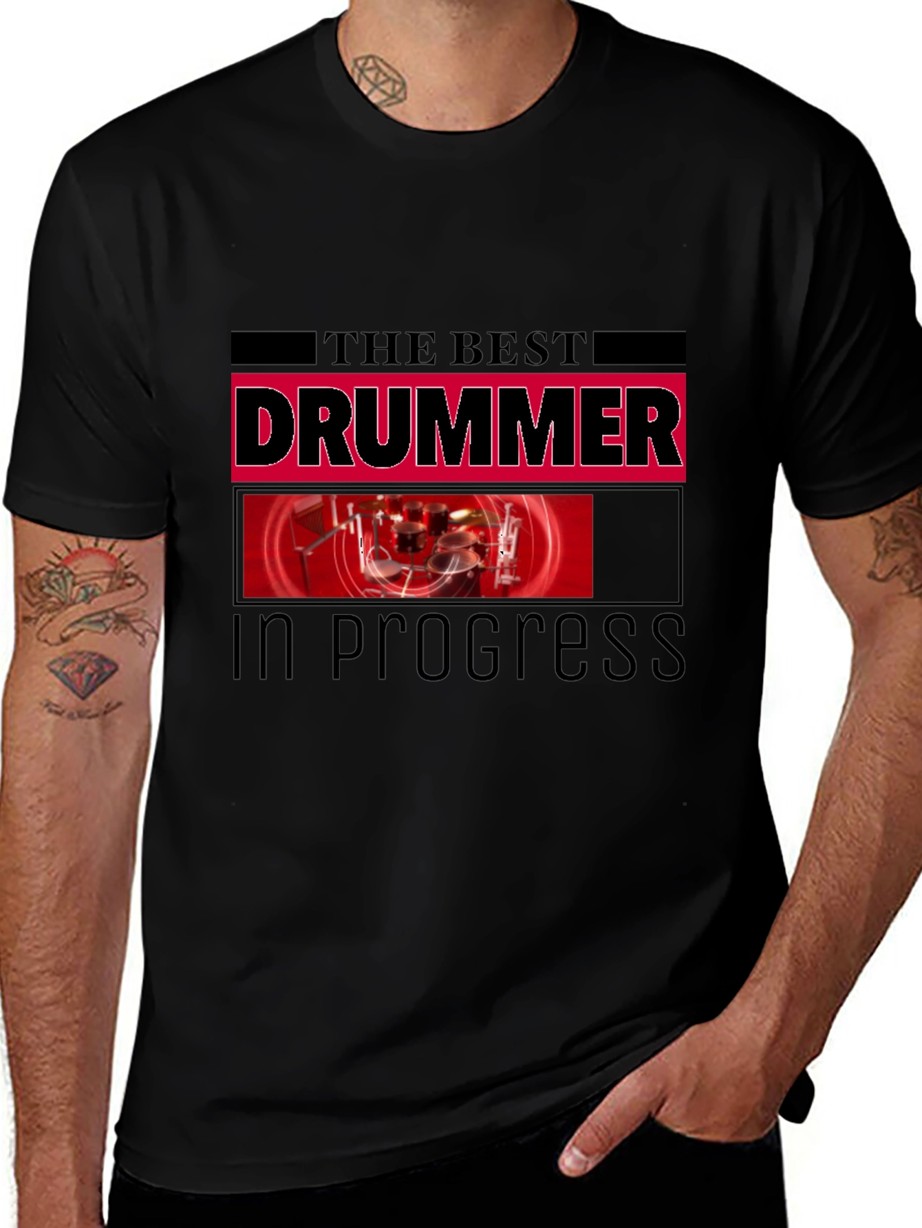 The Best Drummer In Progress Black T-Shirt