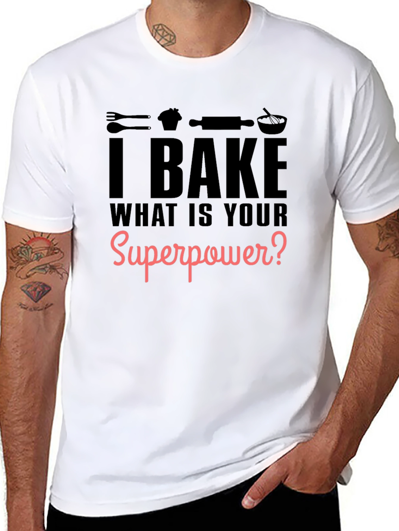 I Bake What is Your Superpower? Black Graphic T-Shirt