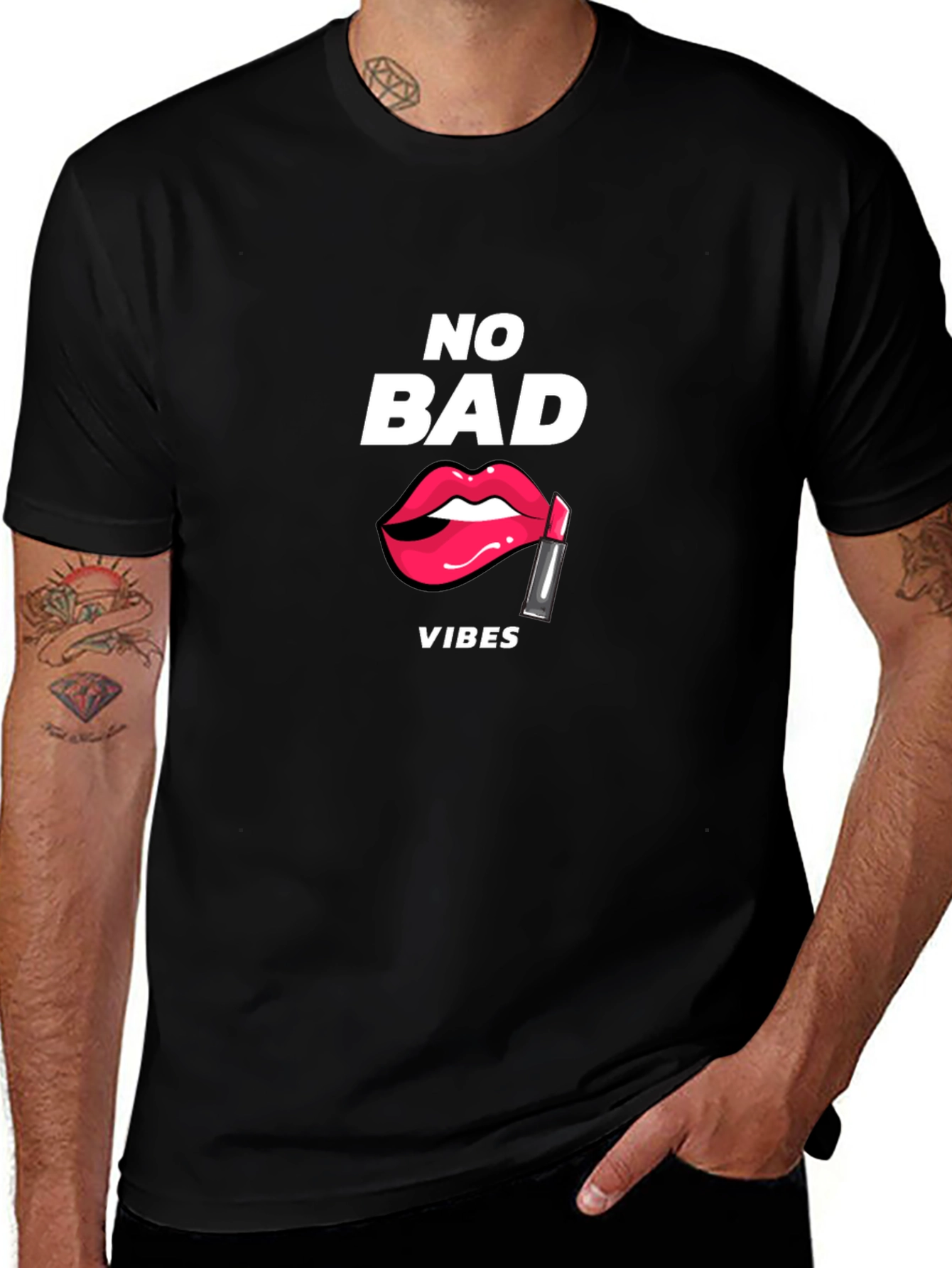 No Bad Vibes Graphic Tee - Stylish Black T-Shirt