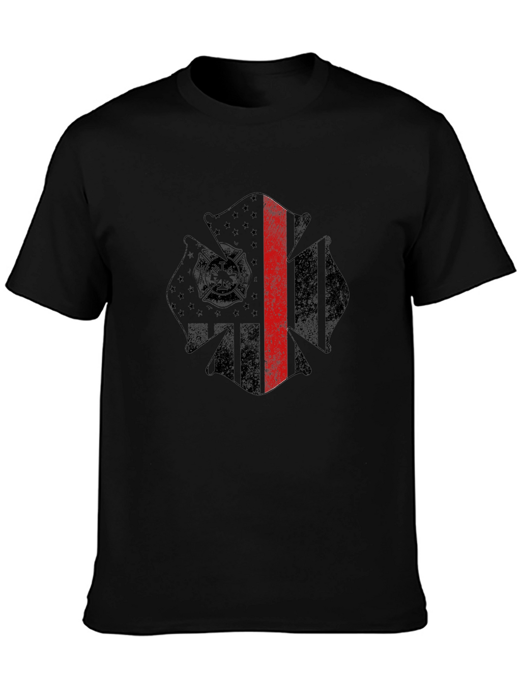 Firefighter Maltese Cross Thin Red Line Graphic T-Shirt