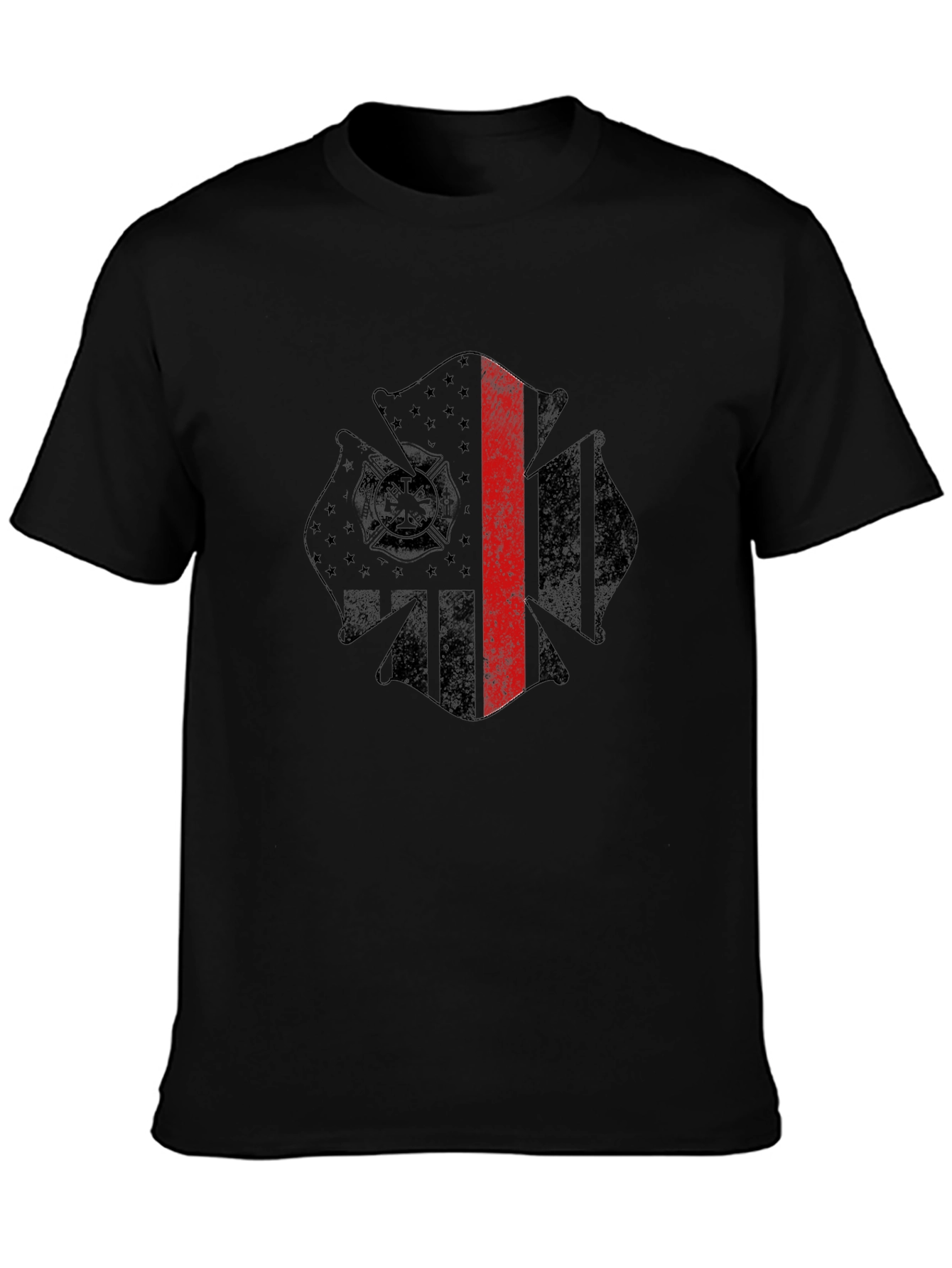 Firefighter Maltese Cross Thin Red Line Graphic T-Shirt
