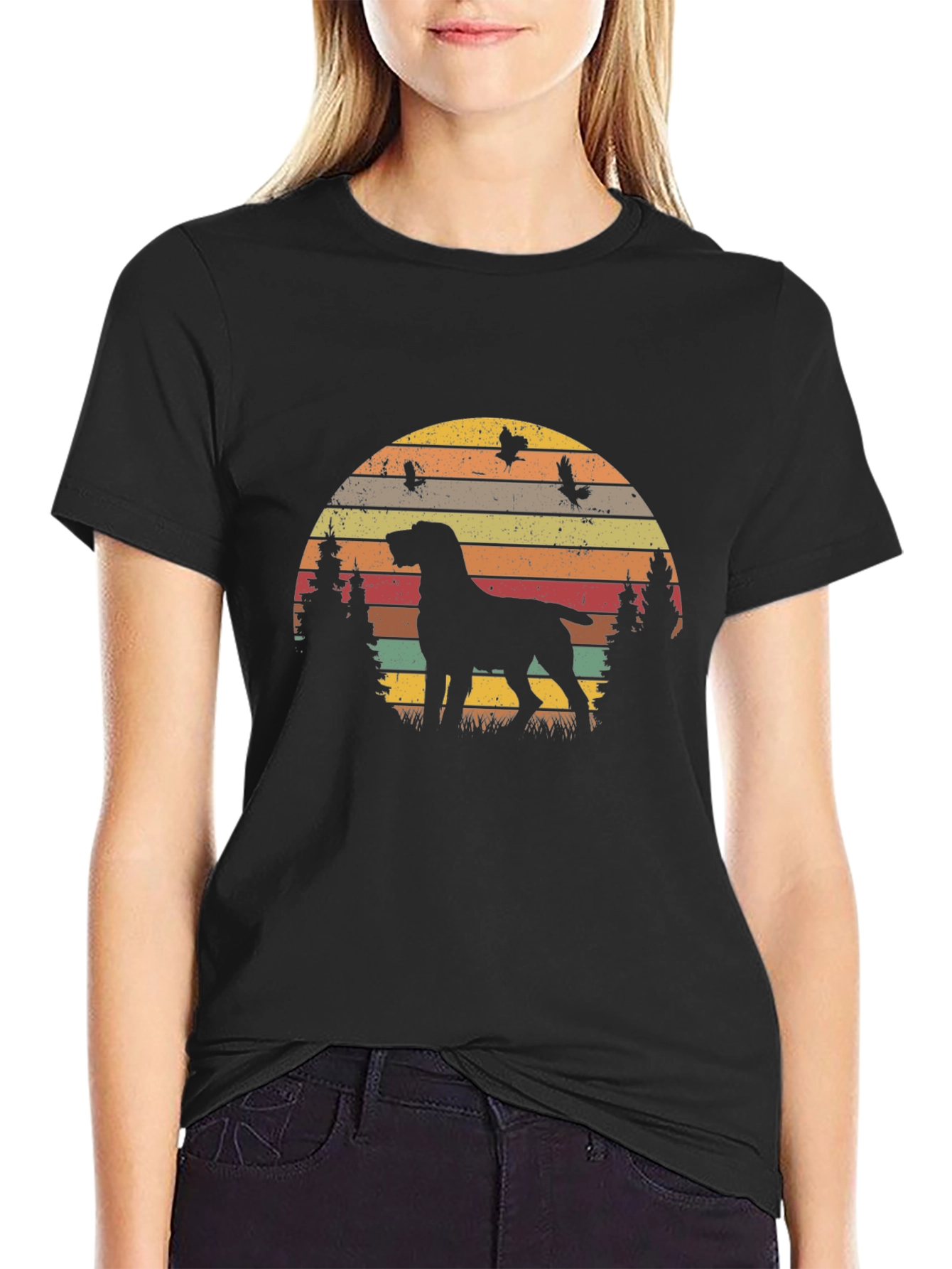 Retro Dog Silhouette T-Shirt - Vintage Style Design