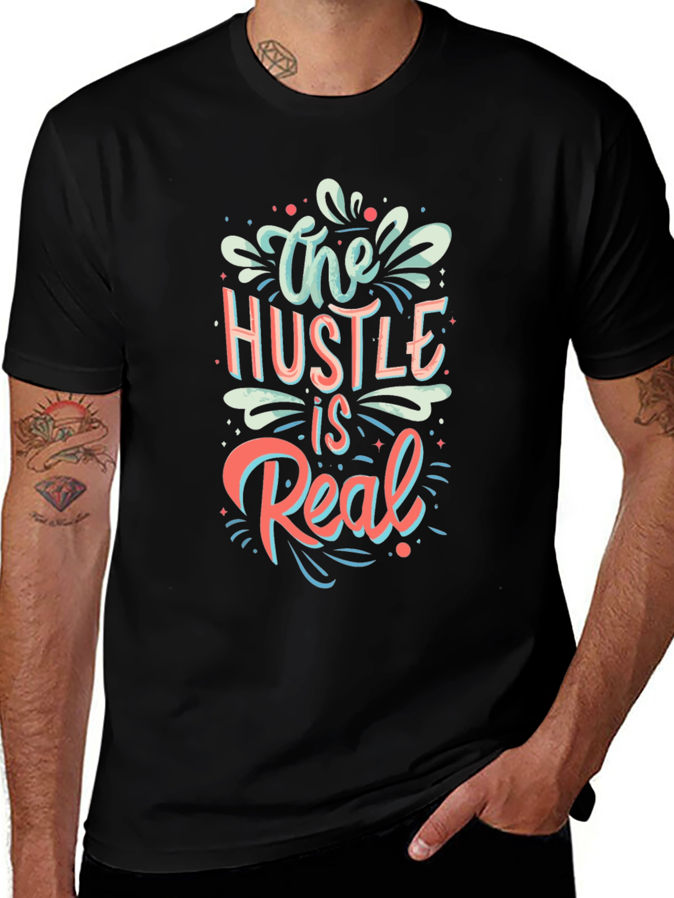 The Hustle Is Real Graphic Tee - Stylish Cotton Blend
