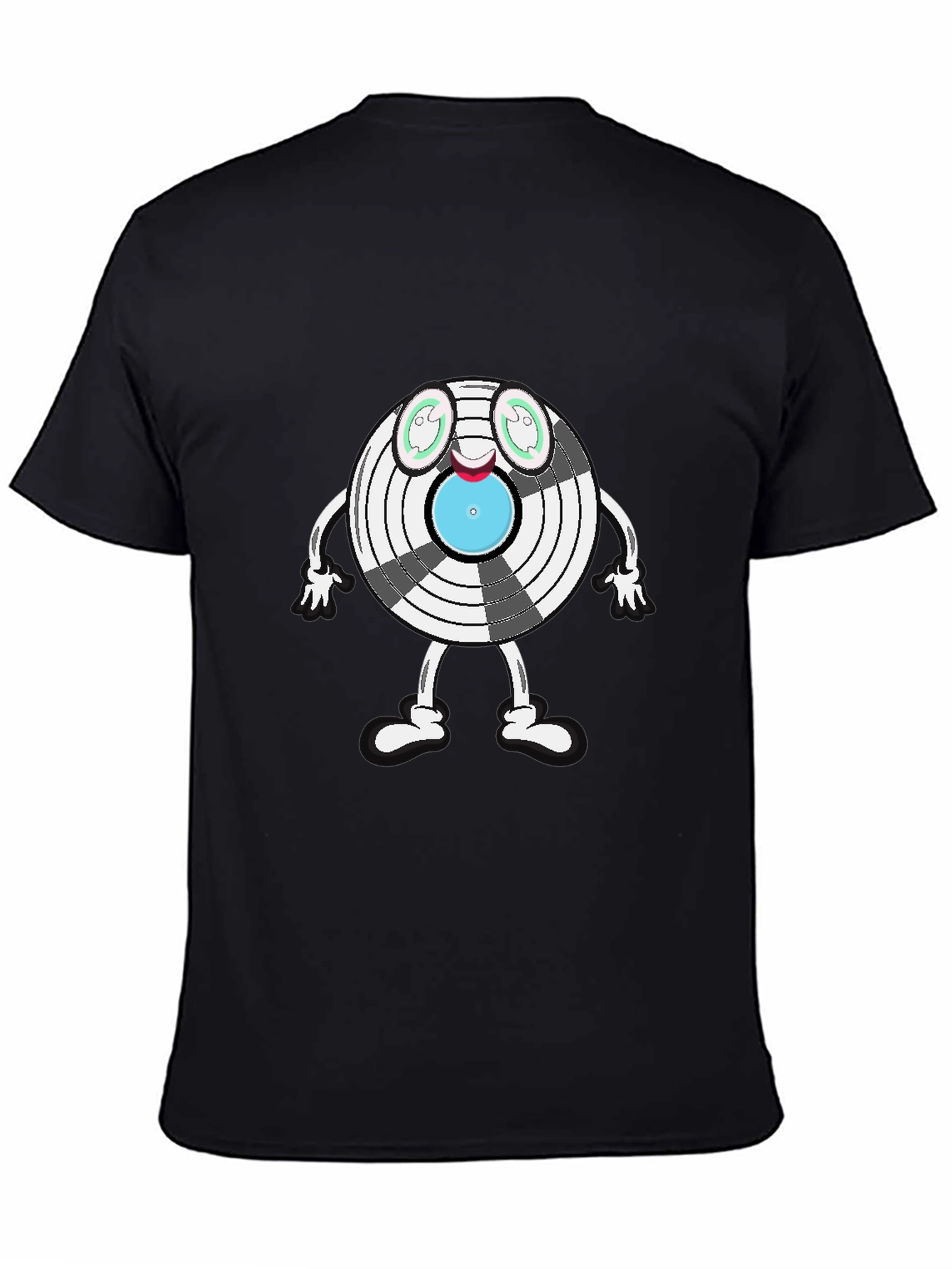 Novelty Cartoon Record Graphic Tee - Black