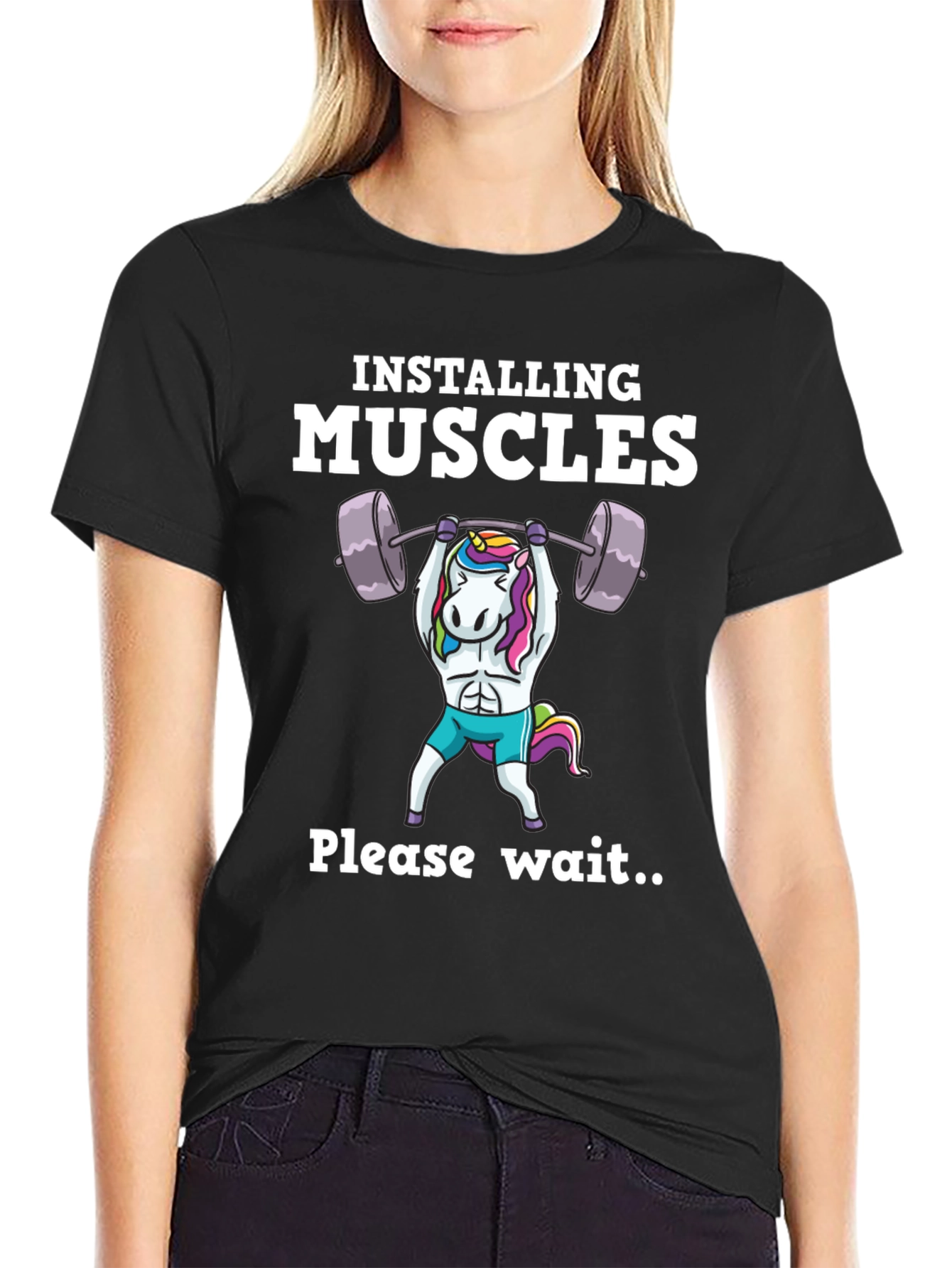 Funny Unicorn Muscle Building T-Shirt Gym Workout