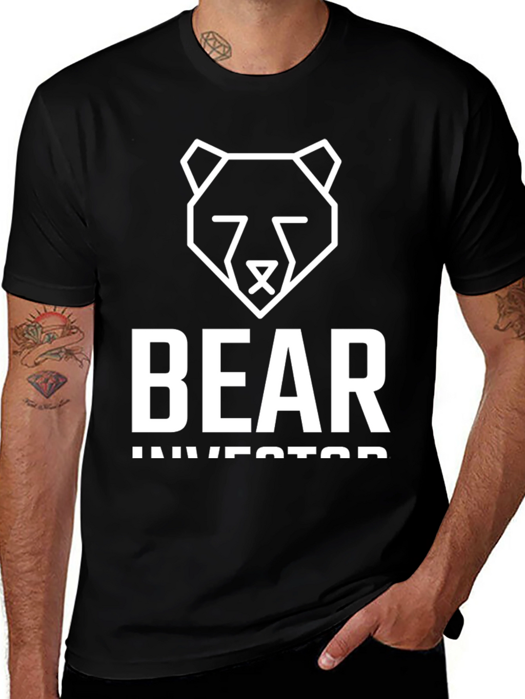 Bear Investor Graphic T-Shirt - Black Cotton Tee