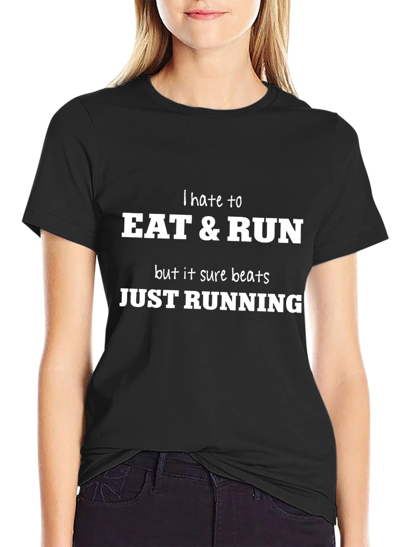 Eat & Run Funny Black Graphic Tee