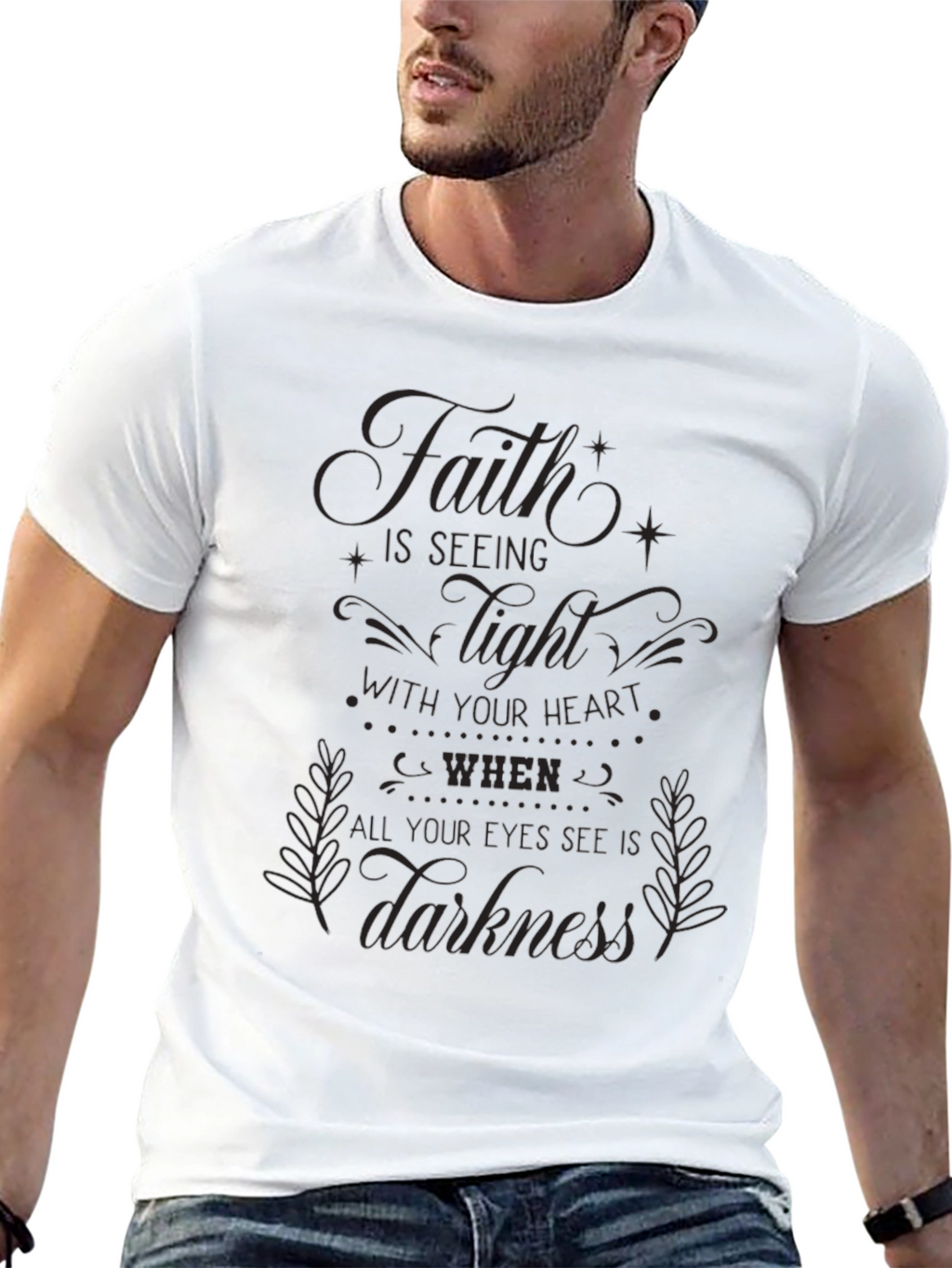 Faith is Seeing Light Graphic Black Tee