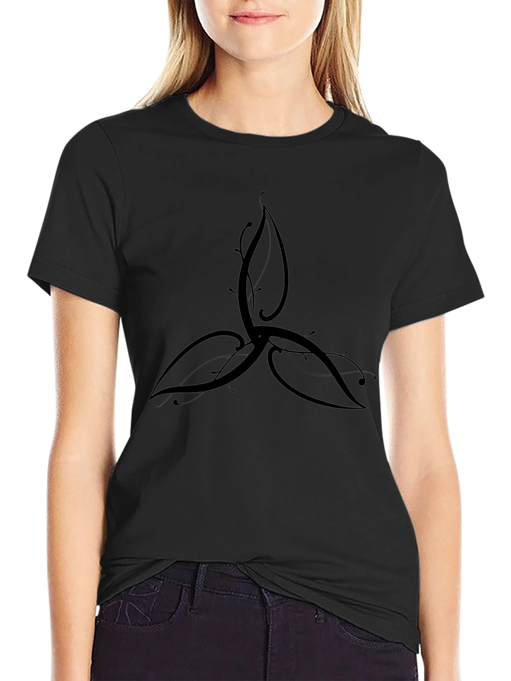 Elegant Black Trinity Knot T-Shirt