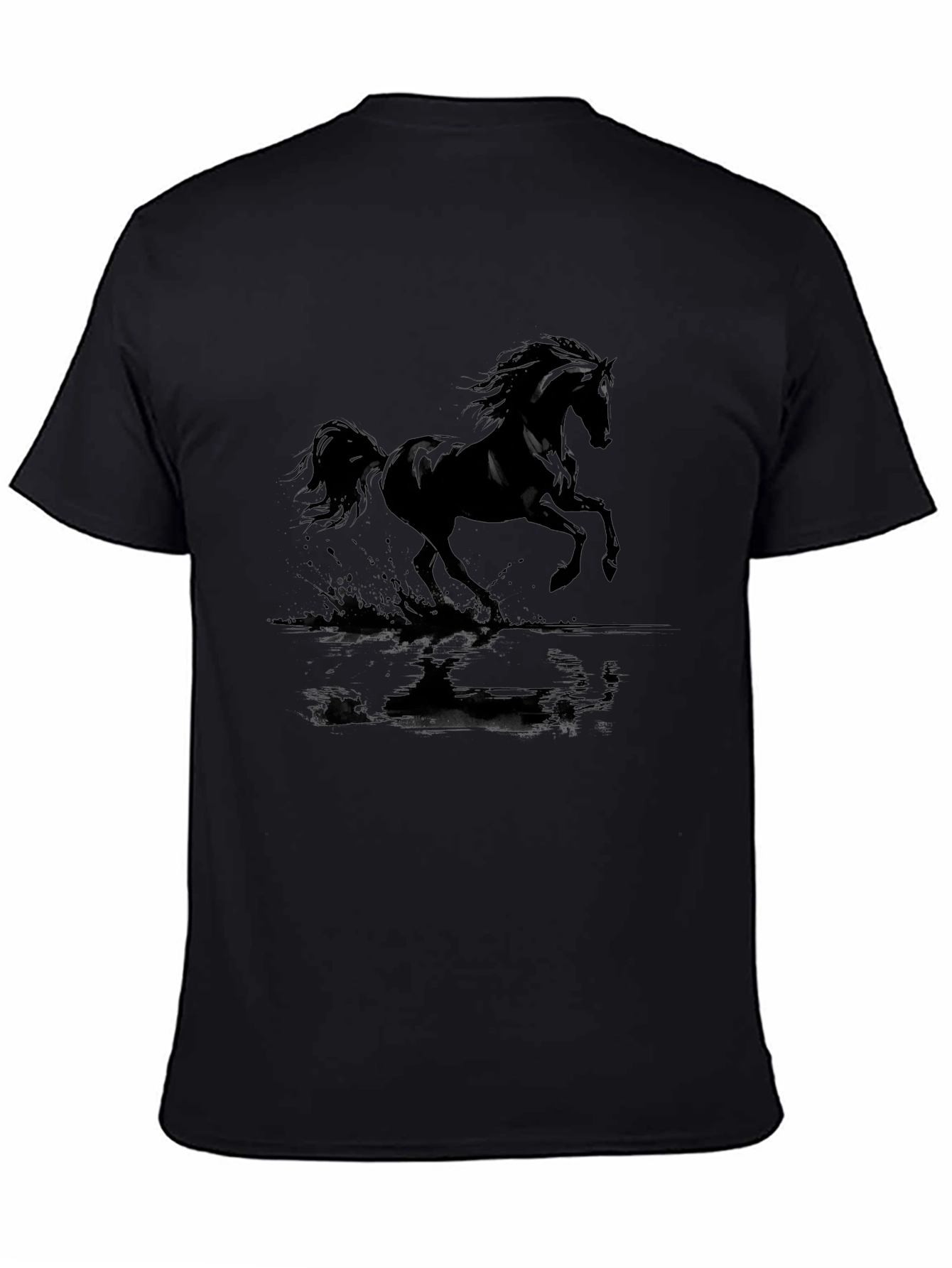 Black Horse Graphic Tee - Mens Casual Crew Neck T-Shirt