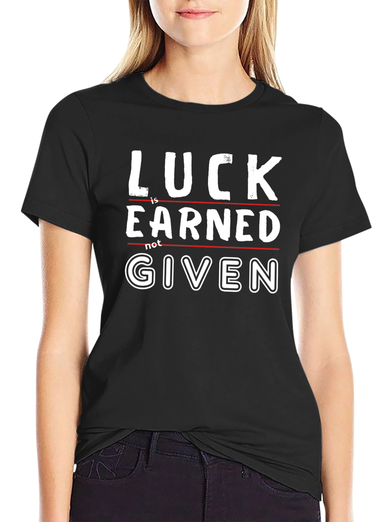 Luck is Earned Graphic Tee - Black