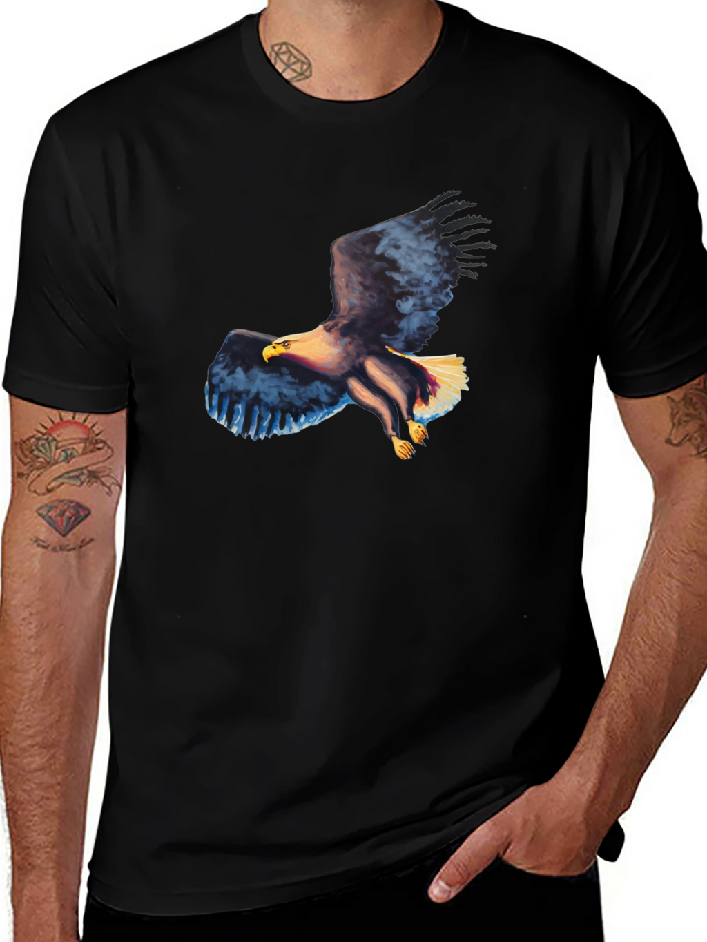 Eagle Graphic Black T-Shirt - Mens Casual Tee