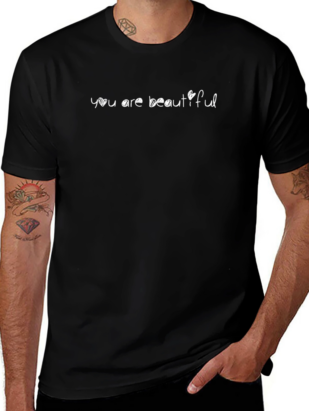 You Are Beautiful Graphic Tee - Black