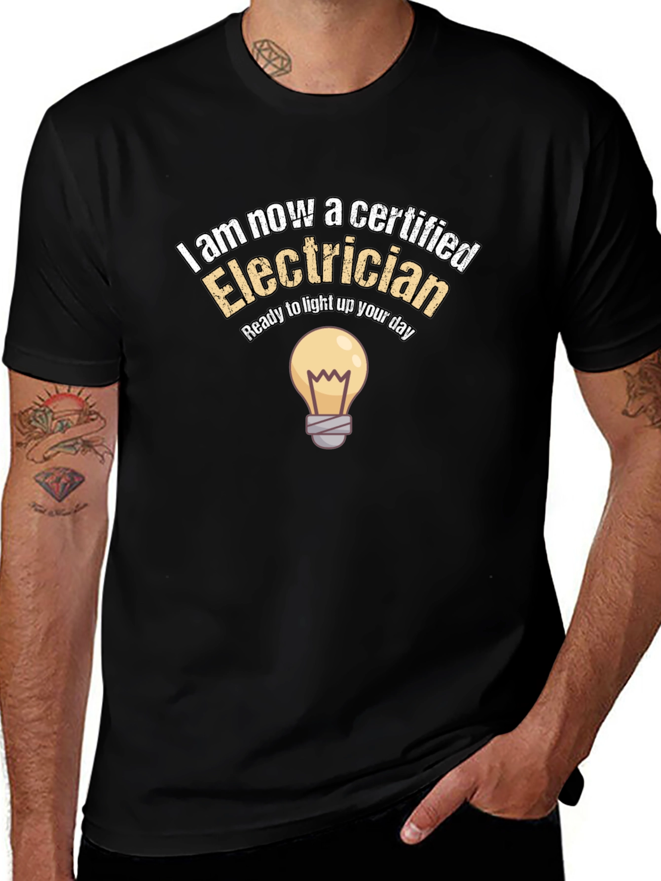 Certified Electrician T-Shirt - Light Up Your Day