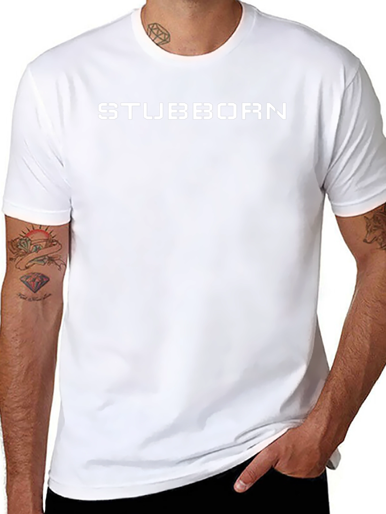 Stubborn Statement Tee - Black Crew Neck