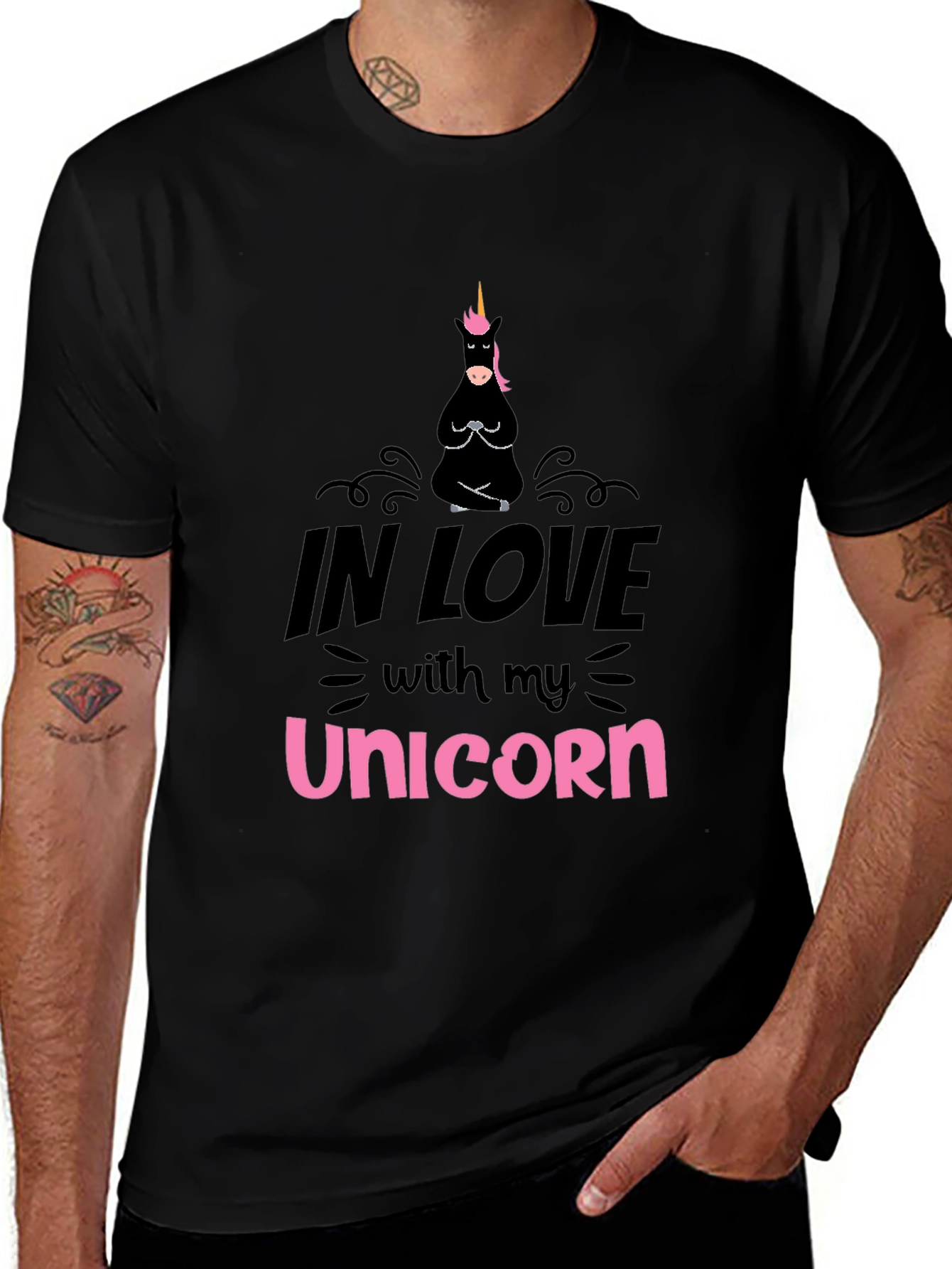 In Love With My Unicorn Black T-Shirt