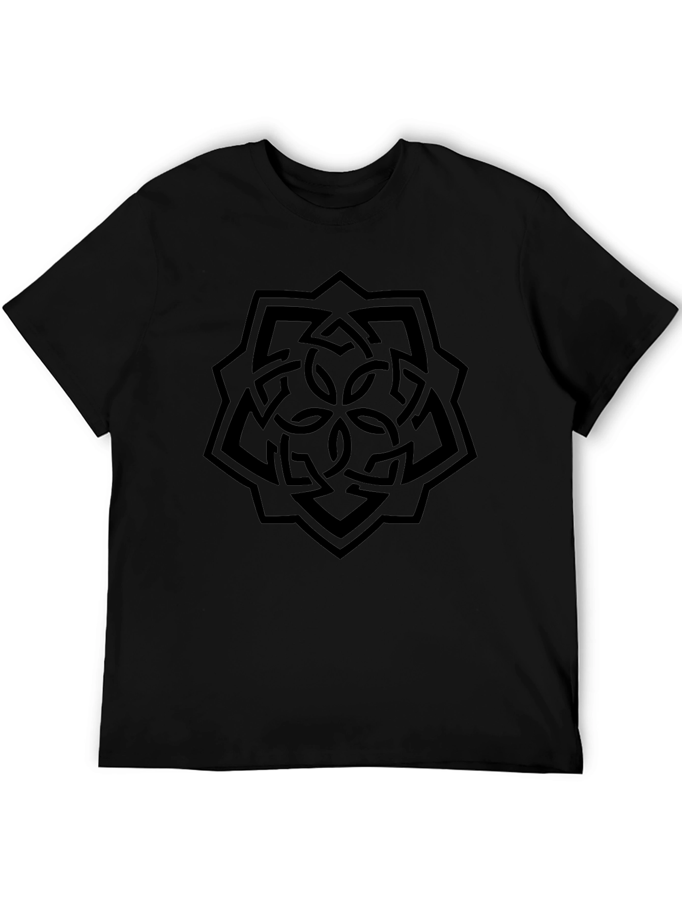Geometric Knot Design Black T-Shirt
