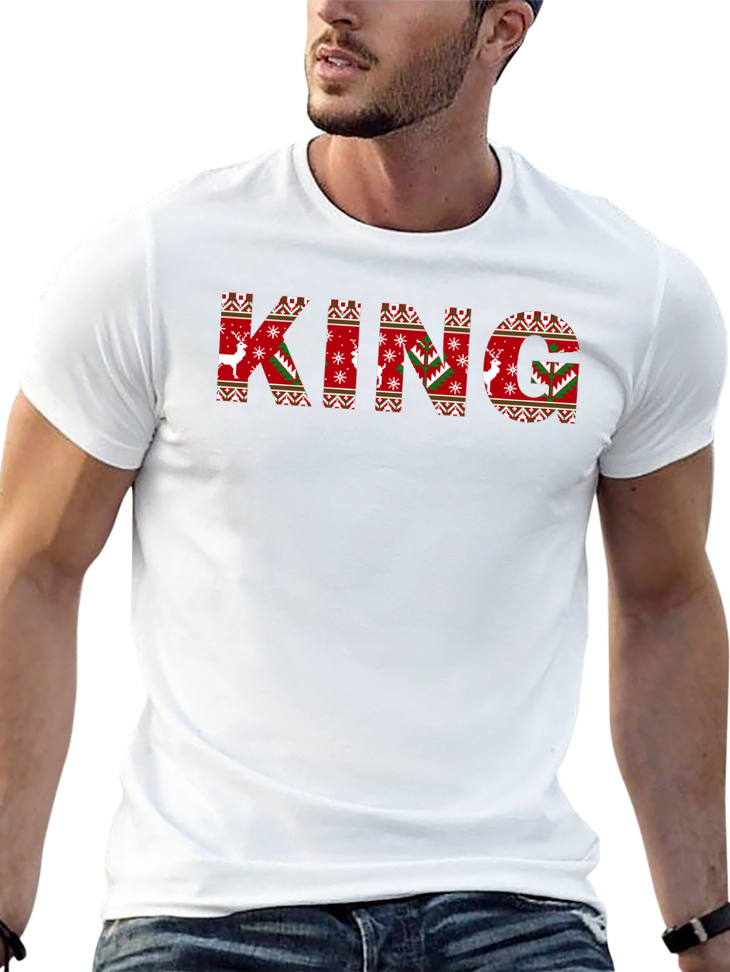 Festive King Christmas Sweater Pattern T-Shirt