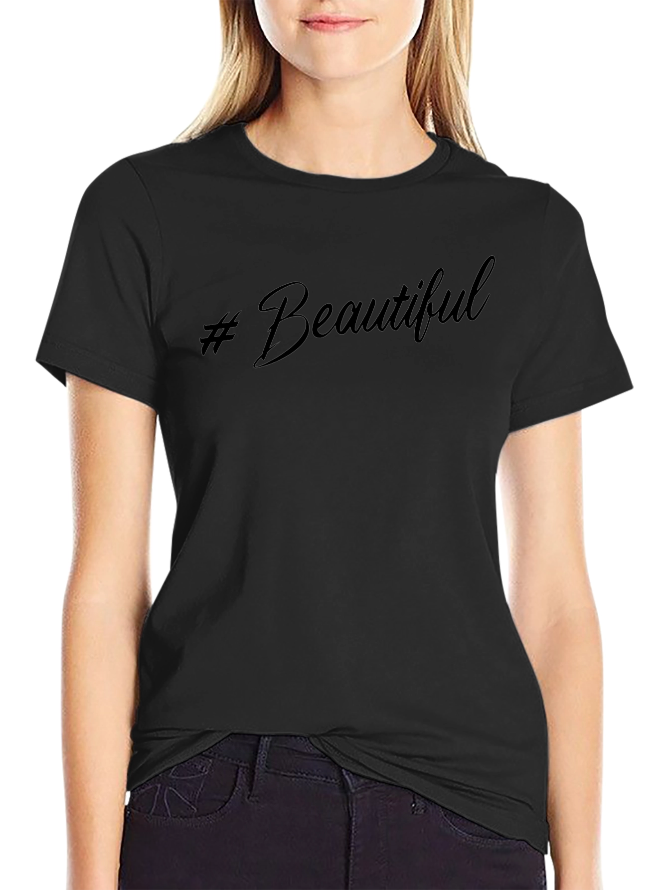 #Beautiful Black Graphic Tee - Stylish Casual Comfort